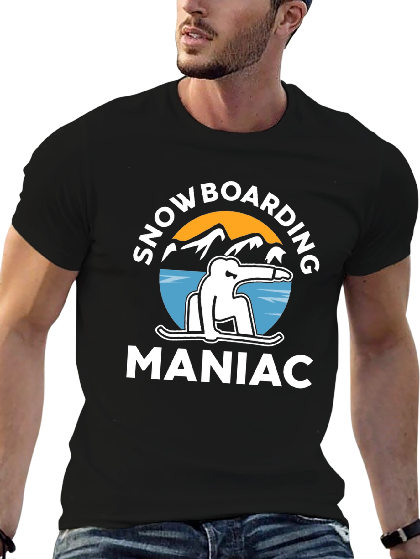 Snowboarding Maniac Graphic Tee - Black