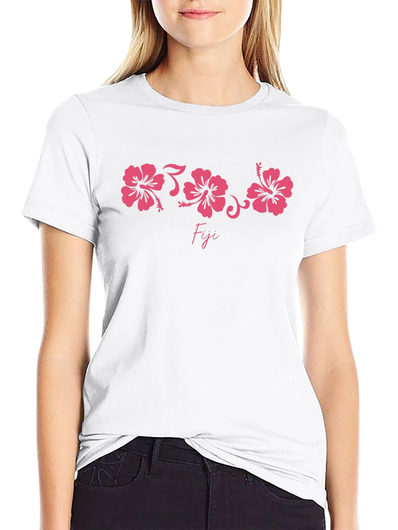 Fiji Hibiscus Graphic Tee - Black Cotton T-Shirt