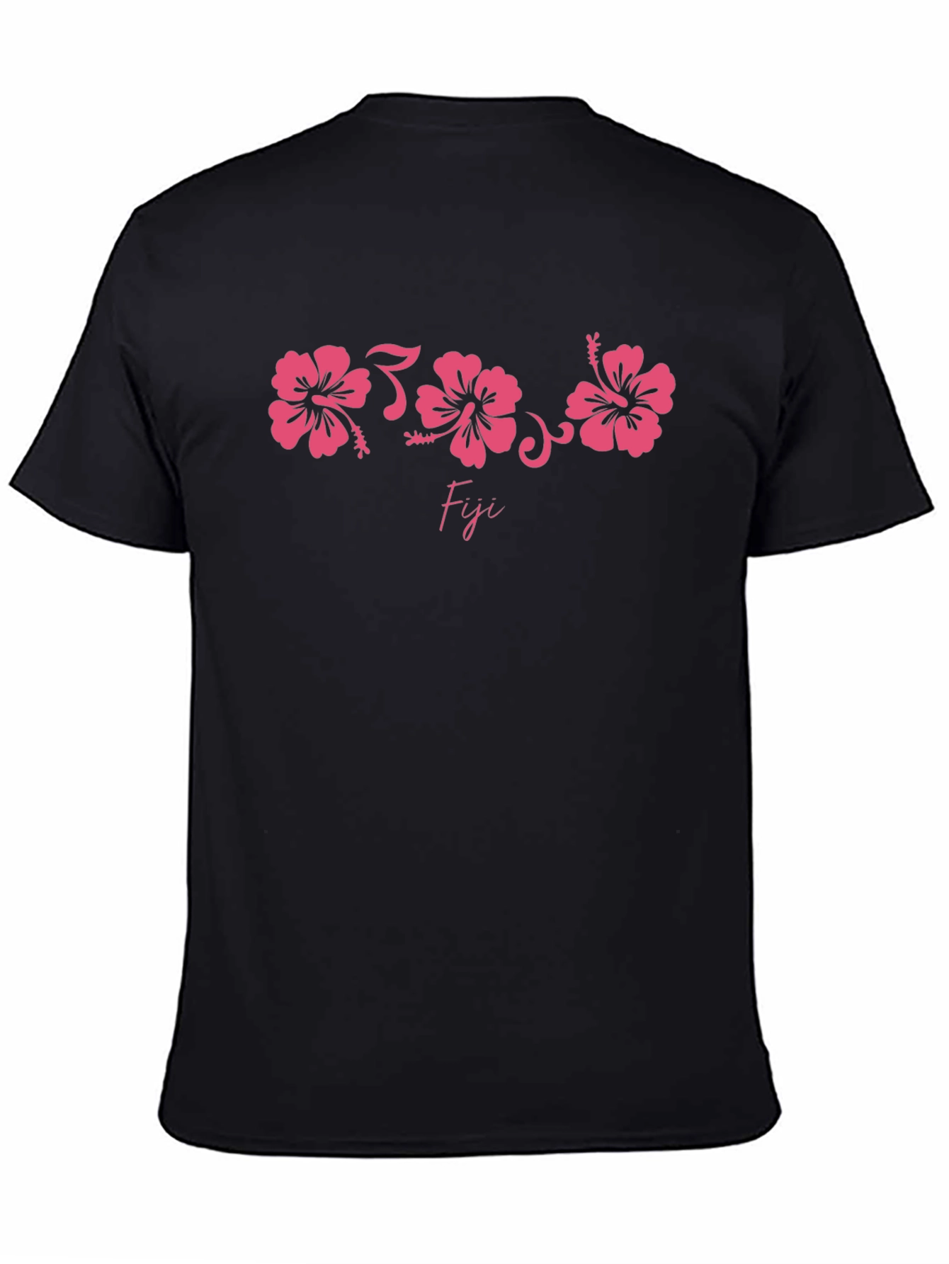 Fiji Hibiscus Graphic Tee - Black Cotton T-Shirt