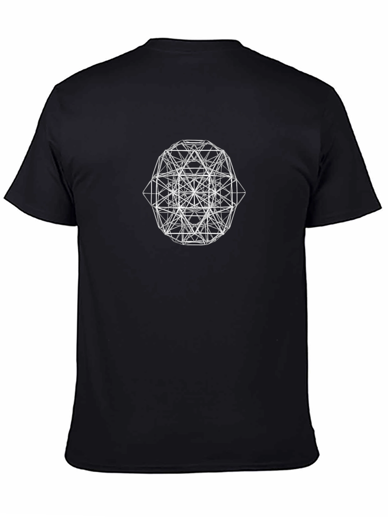 Geometric Line Art Black T-Shirt