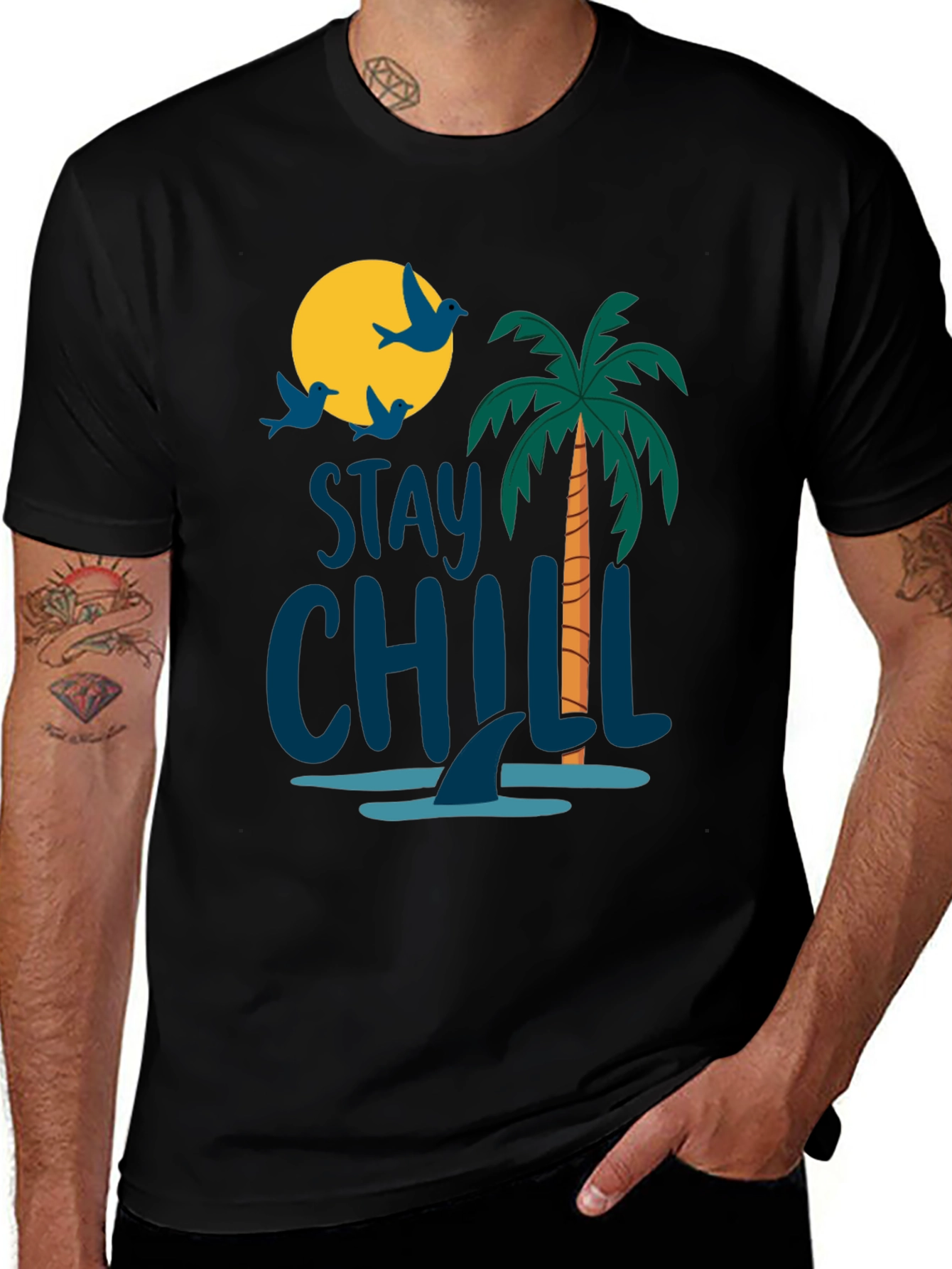 Stay Chill Black Graphic T-Shirt