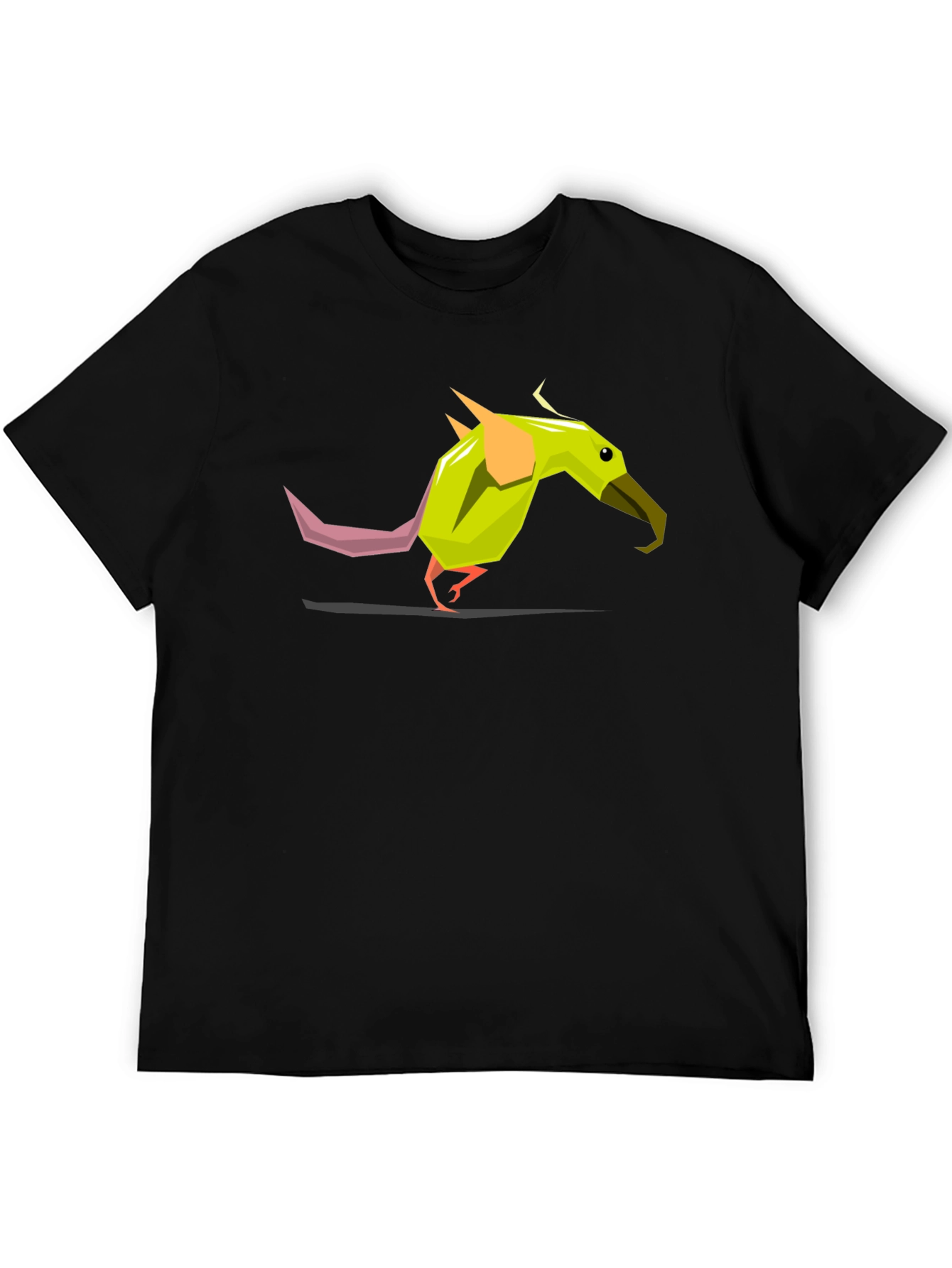 Geometric Bird Graphic Tee - Black
