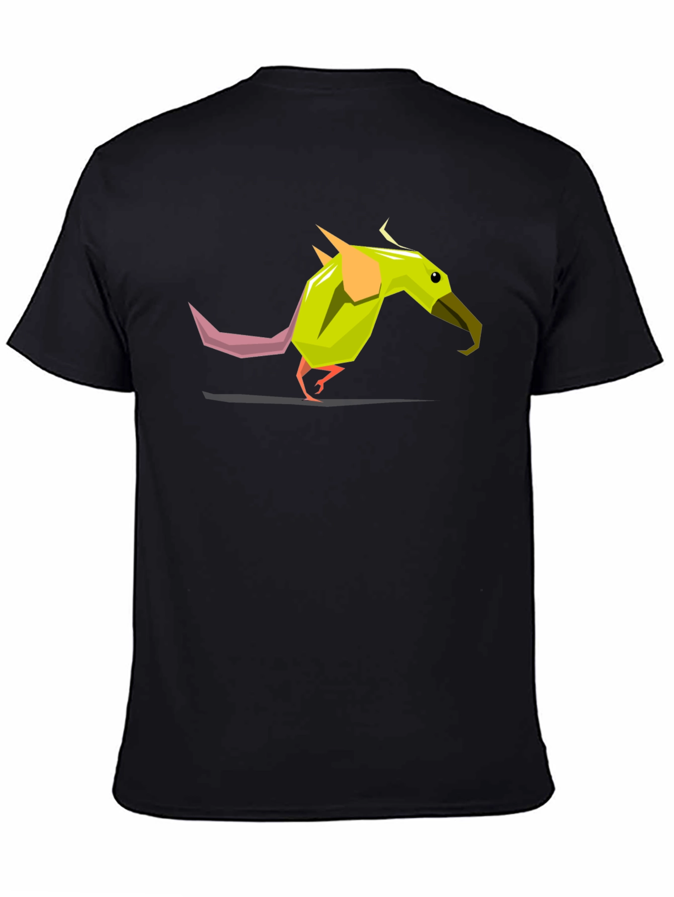 Geometric Bird Graphic Tee - Black