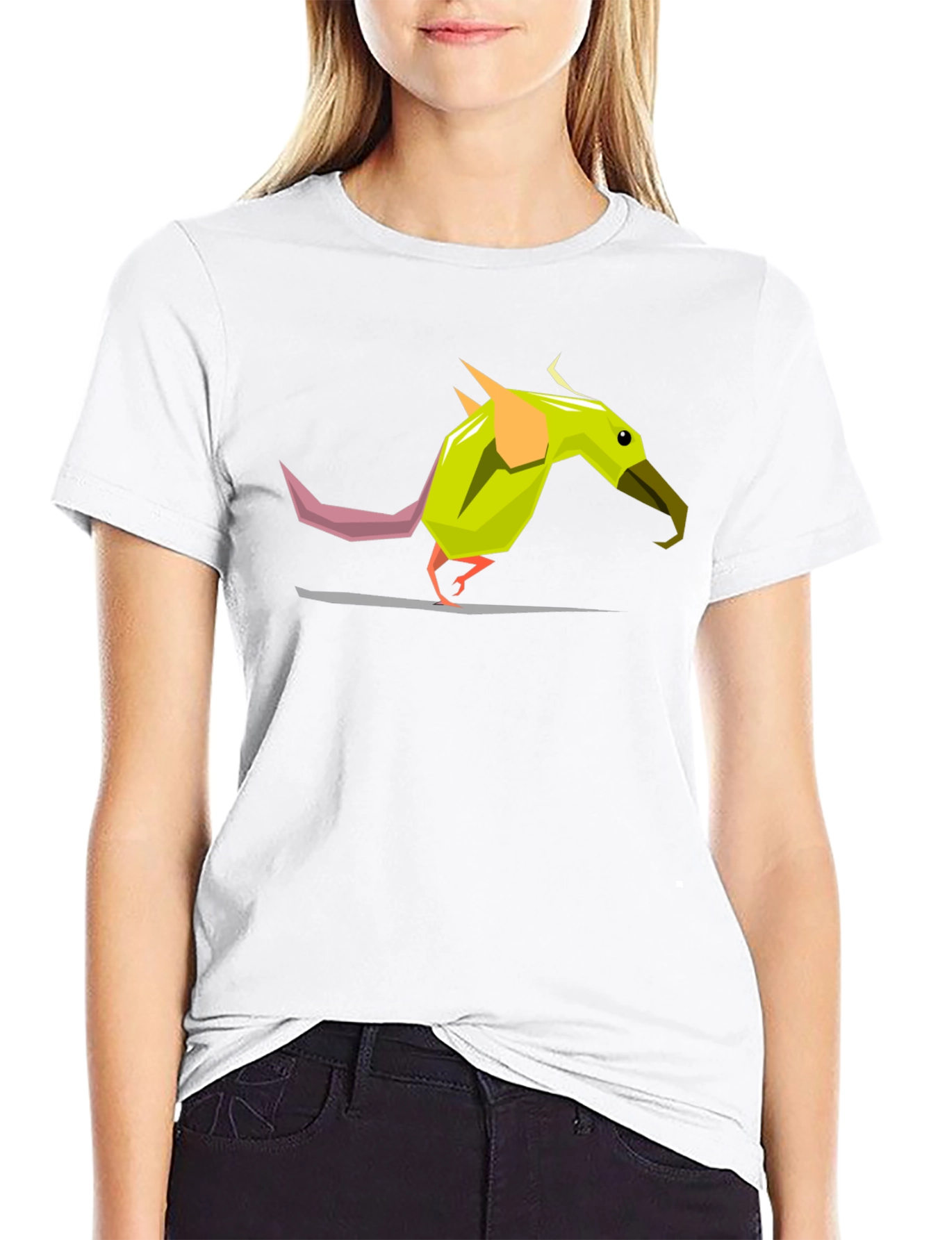 Geometric Bird Graphic Tee - Black