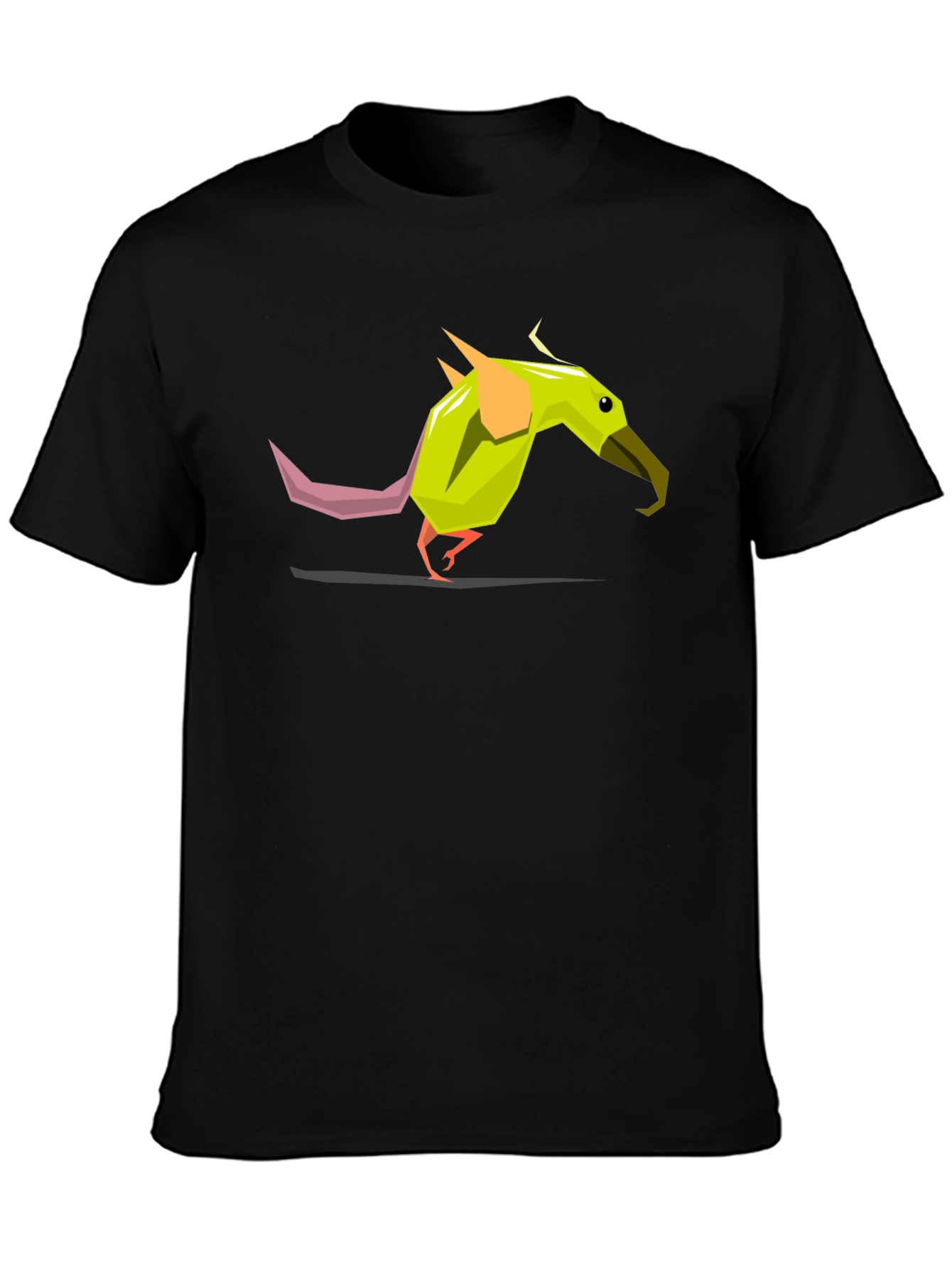 Geometric Bird Graphic Tee - Black