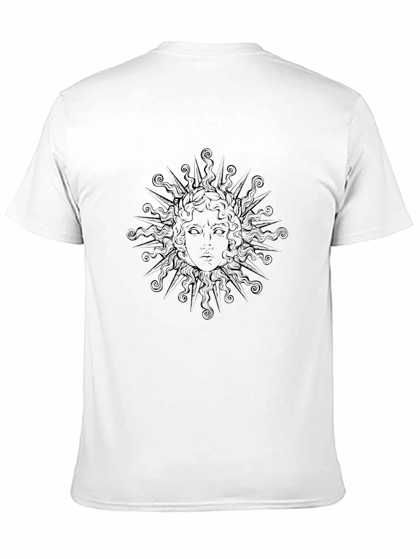 Black T-Shirt with Sun Face Graphic