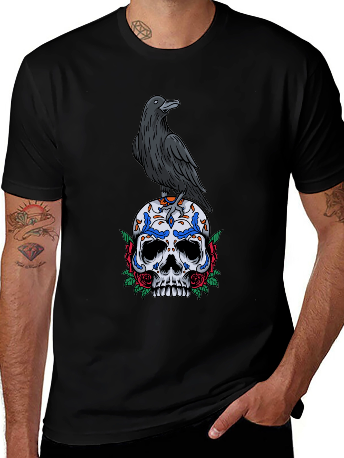 Crow and Skull Graphic T-Shirt