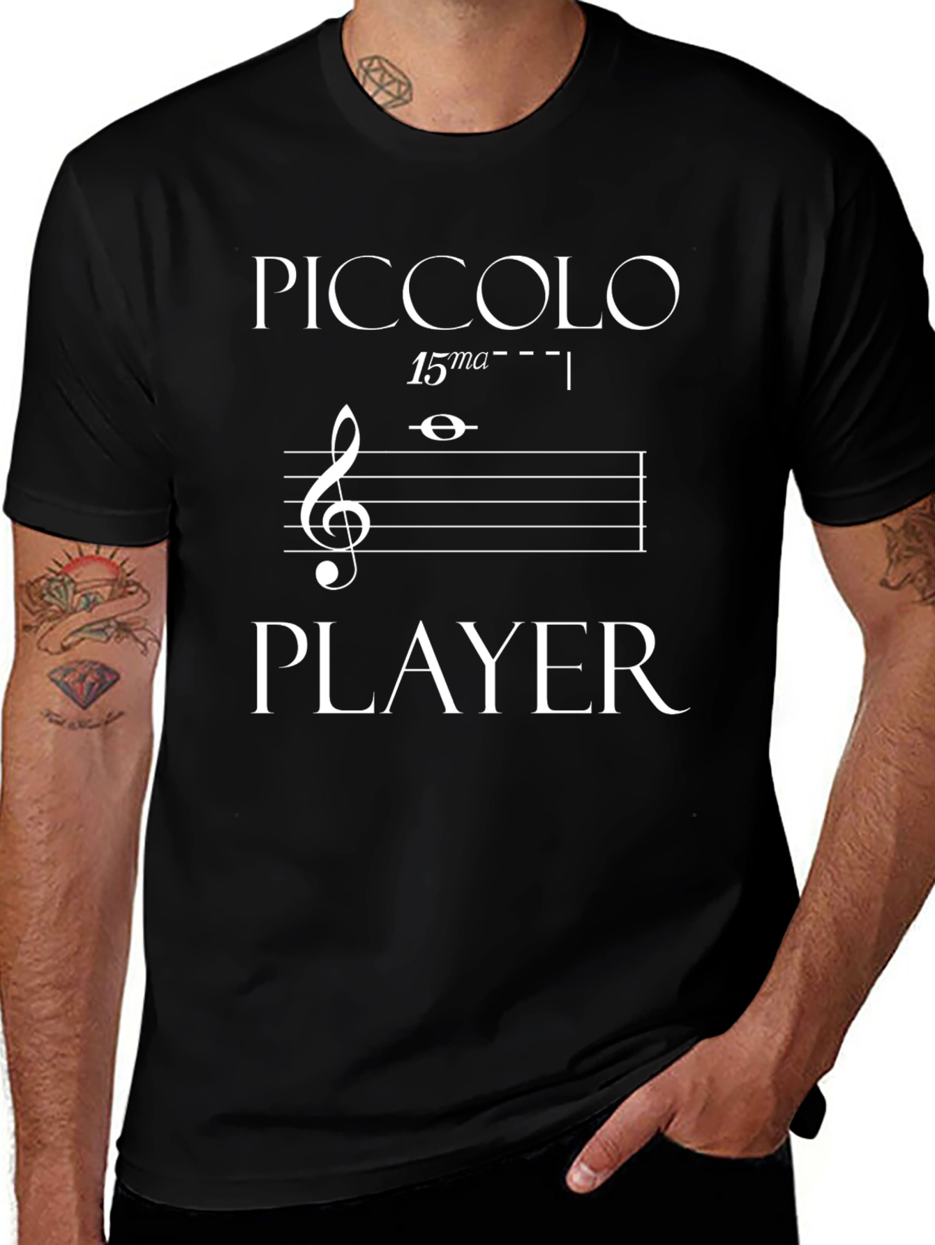 Piccolo Player Black T-Shirt - Music Lover Gift