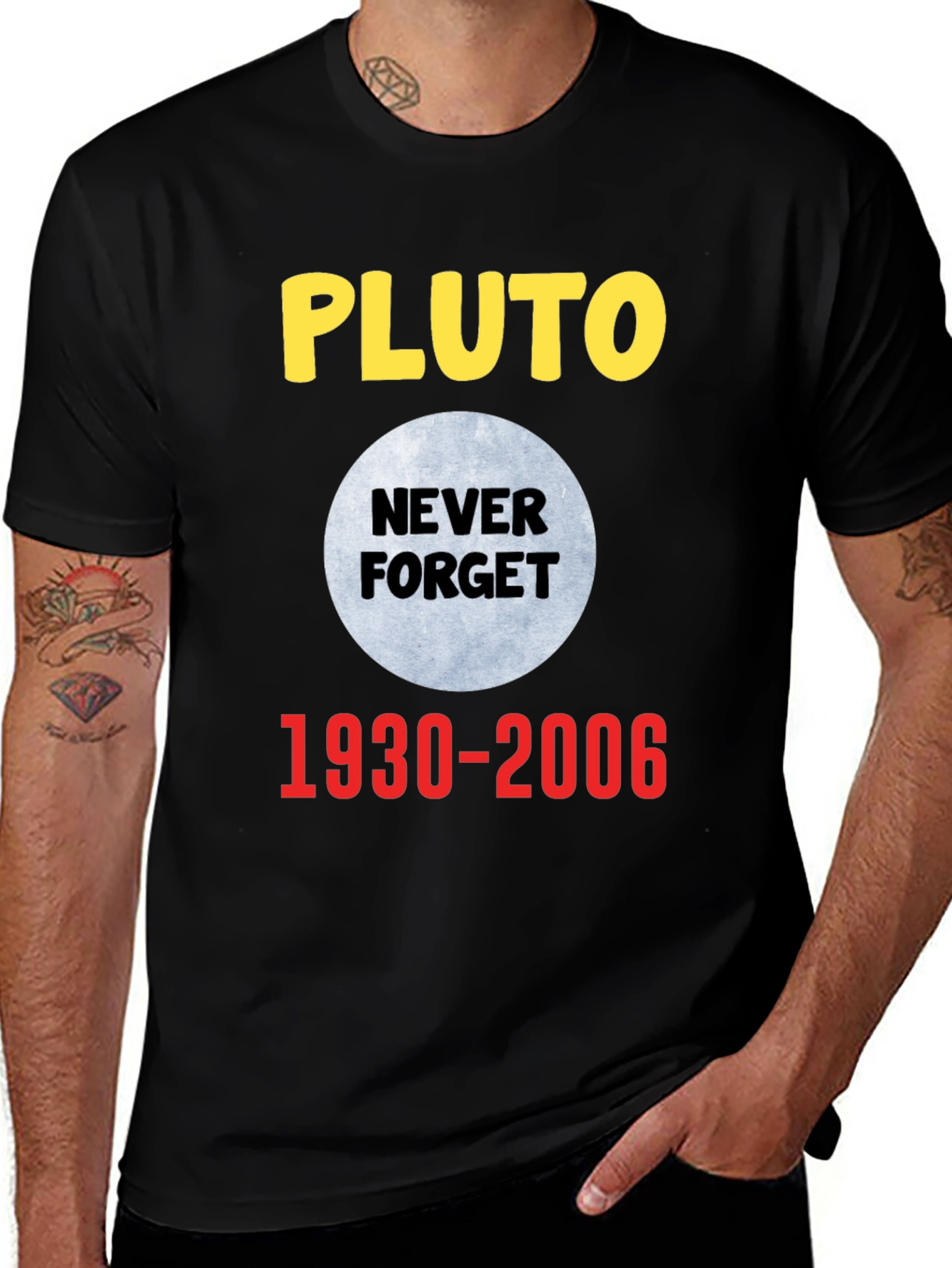 Pluto Never Forget T-Shirt - Black Cotton Tee