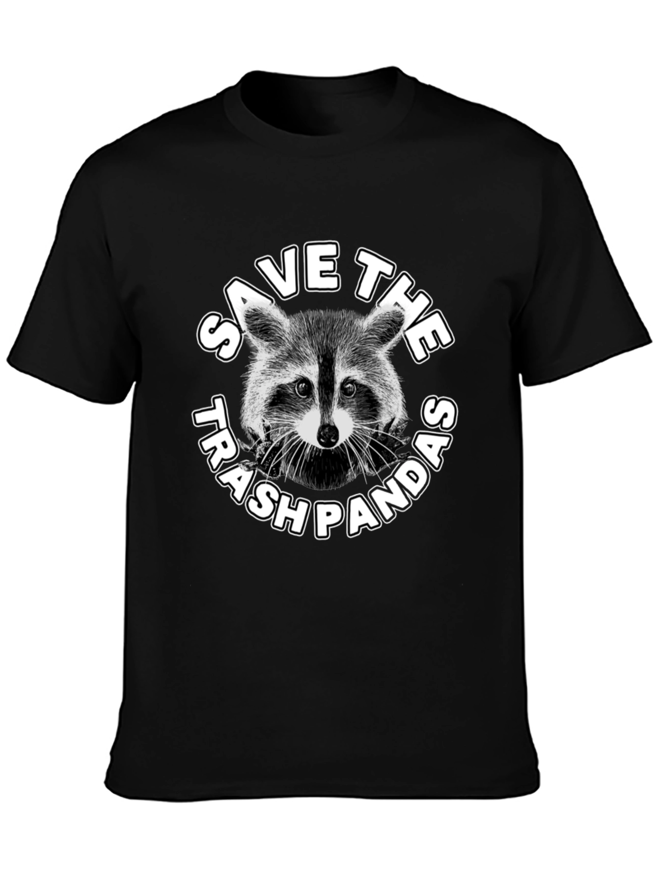 Save The Trash Pandas Graphic T-Shirt - Black