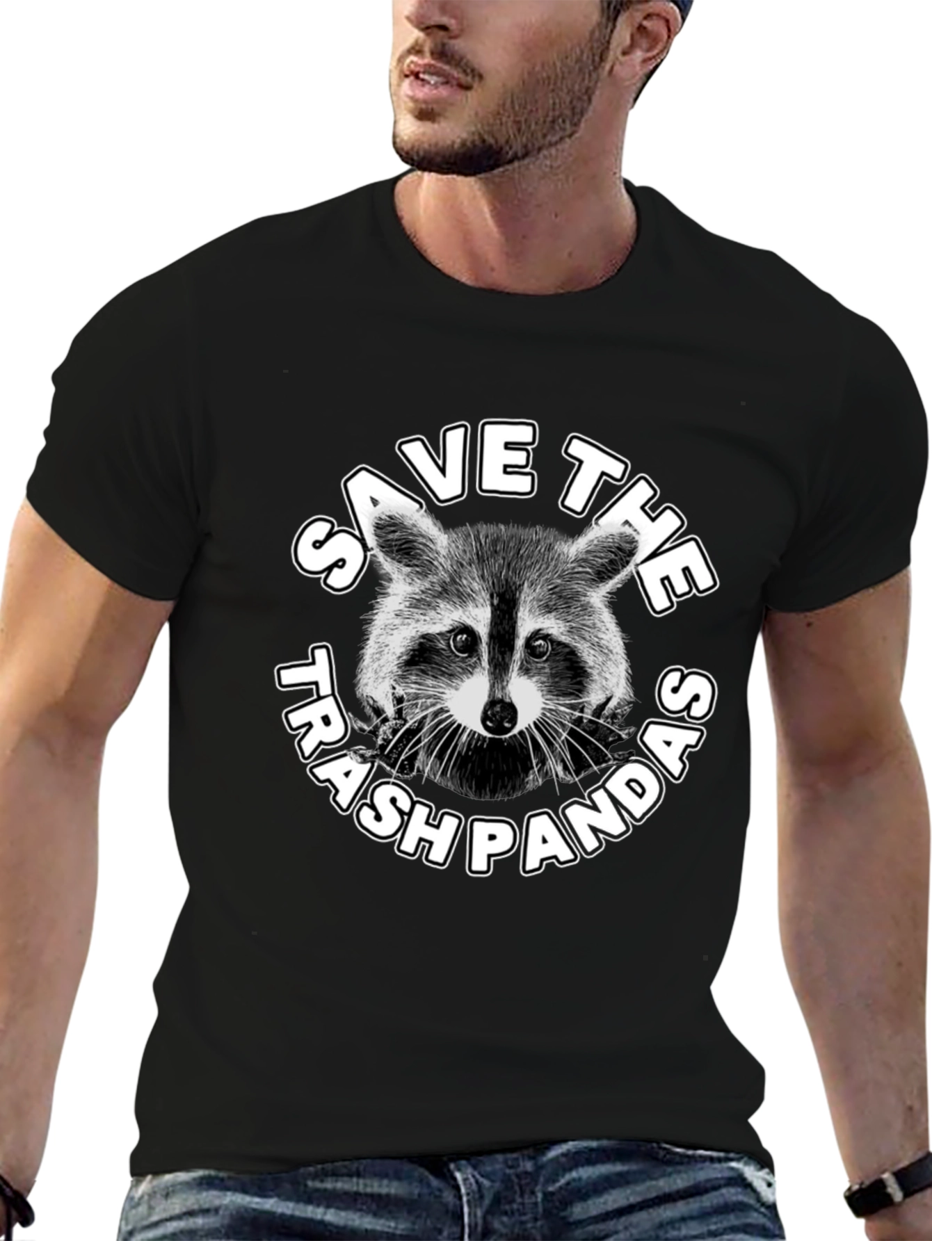 Save The Trash Pandas Graphic T-Shirt - Black