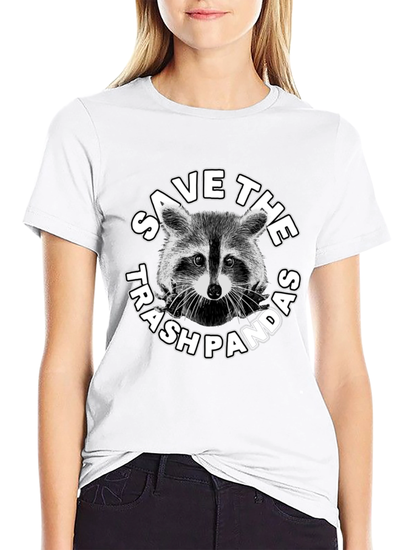 Save The Trash Pandas Graphic T-Shirt - Black