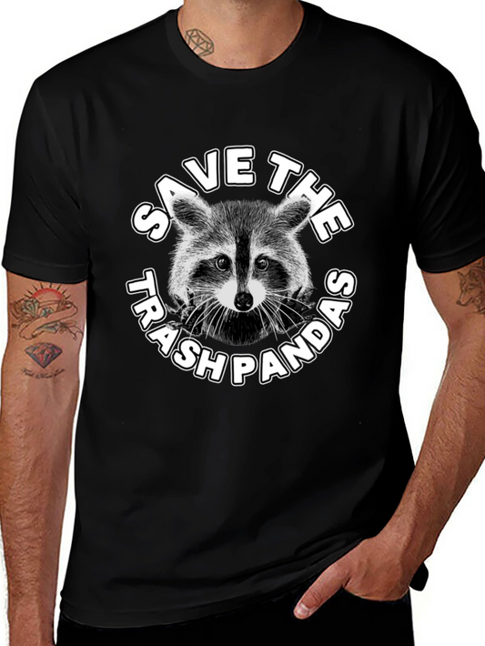Save The Trash Pandas Graphic T-Shirt - Black