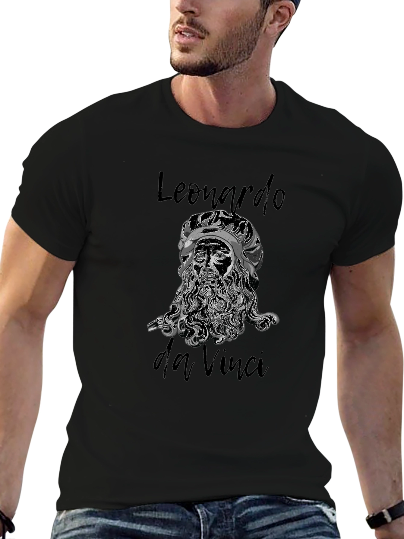 Leonardo Da Vinci Black T-Shirt