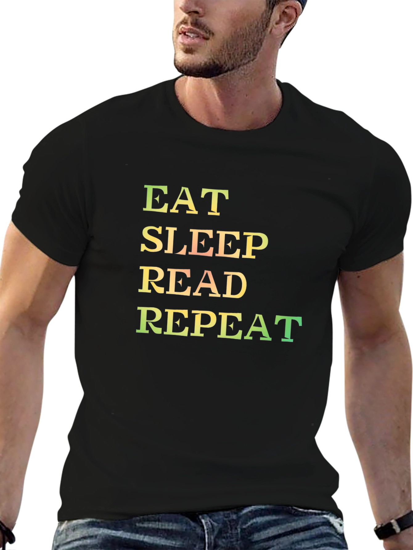 Eat Sleep Read Repeat Black Graphic Tee