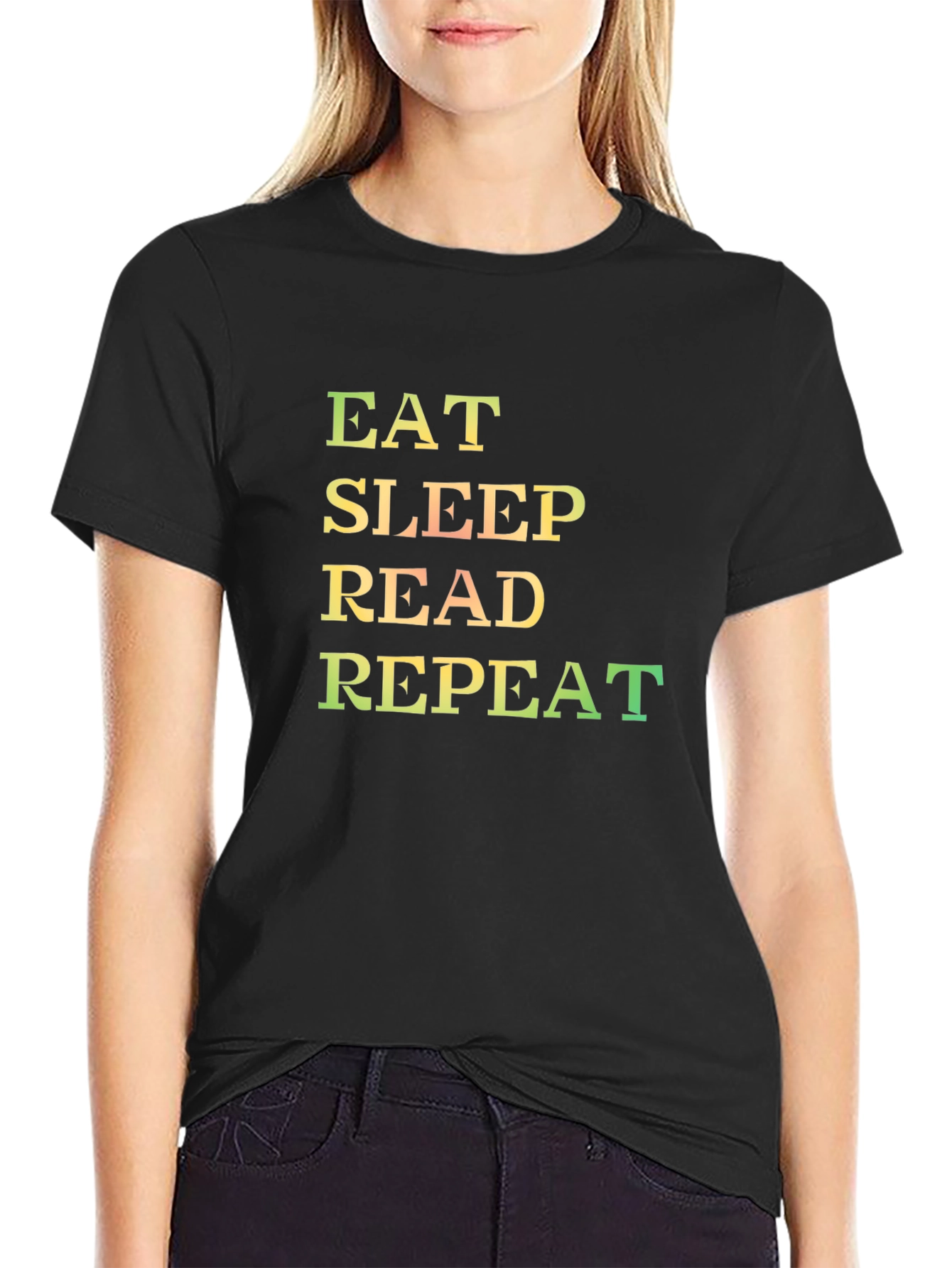 Eat Sleep Read Repeat Black Graphic Tee