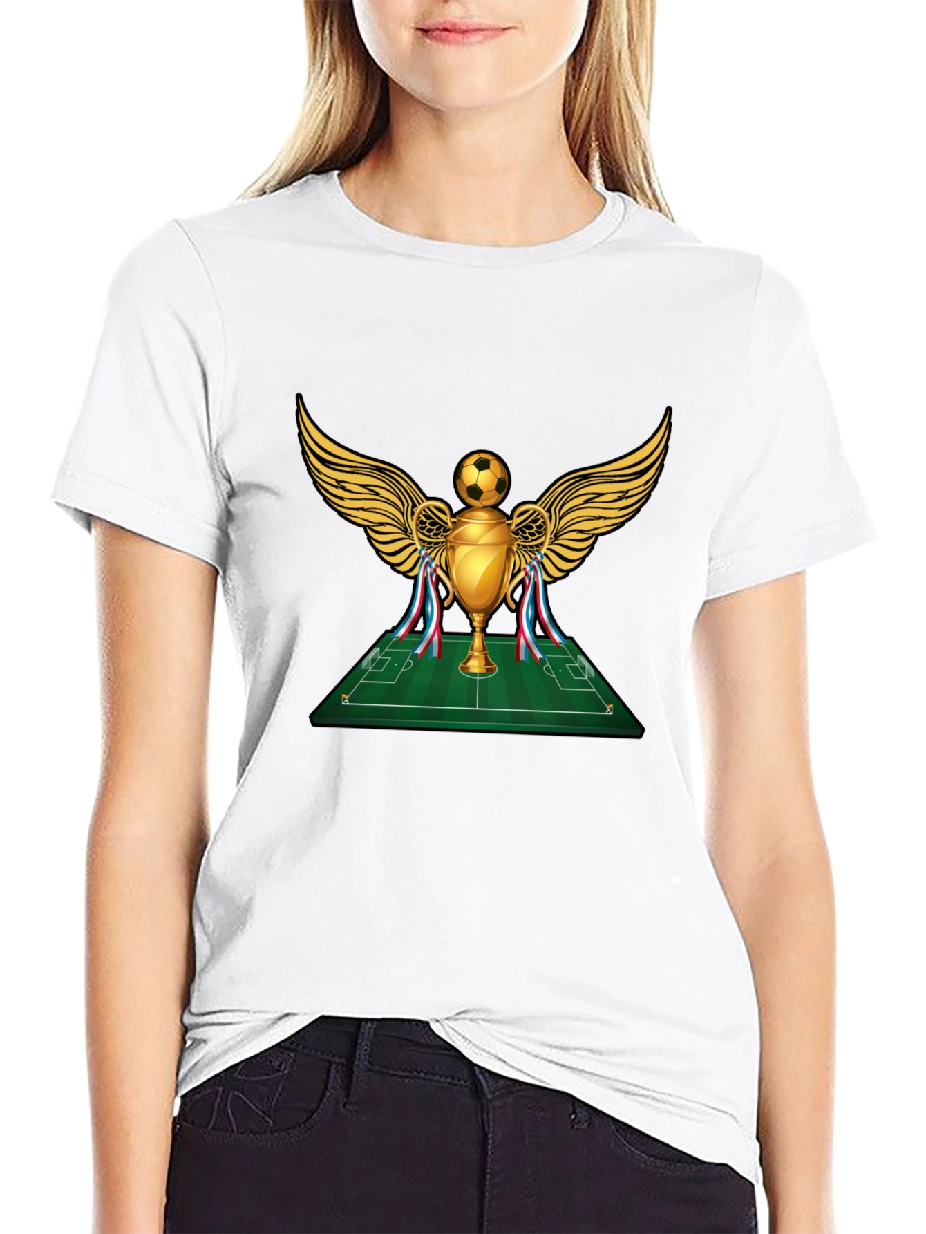 Soccer Trophy Graphic Tee - Black Cotton T-Shirt