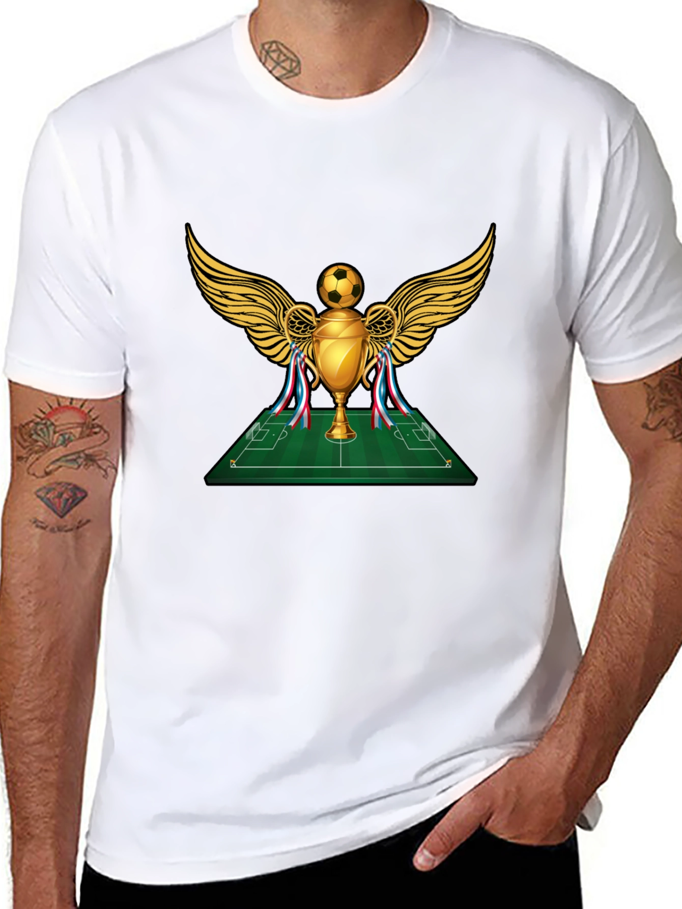 Soccer Trophy Graphic Tee - Black Cotton T-Shirt