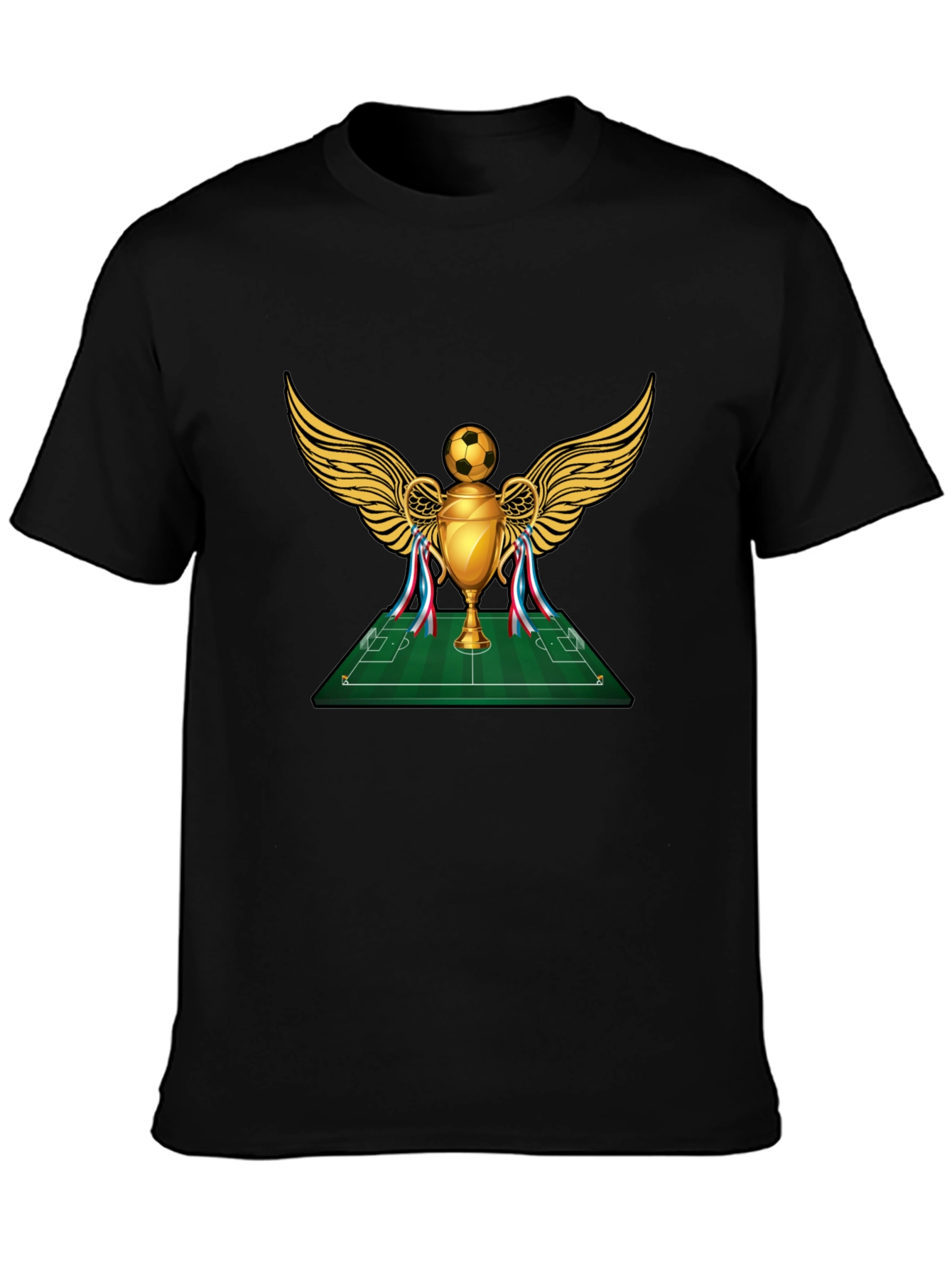 Soccer Trophy Graphic Tee - Black Cotton T-Shirt
