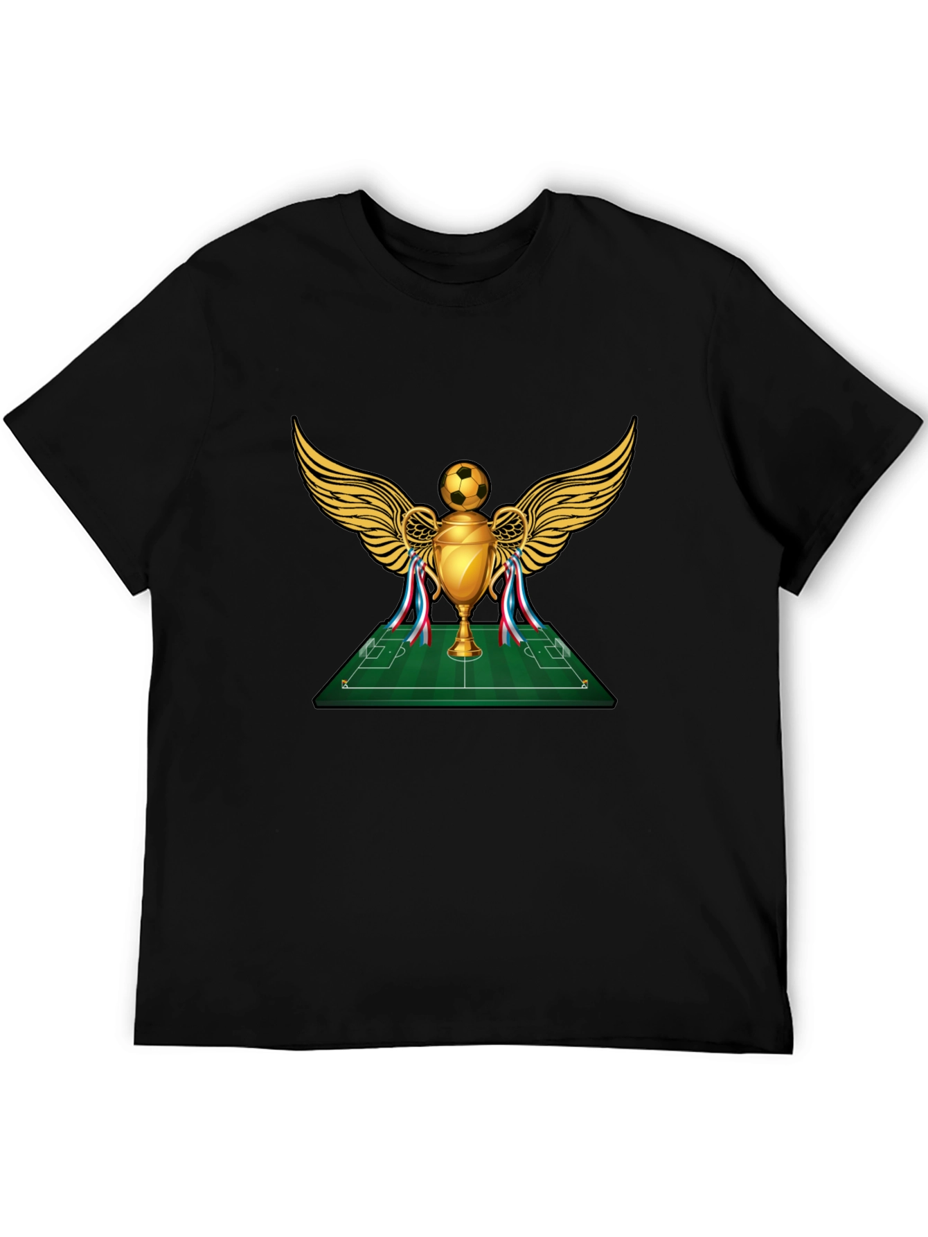Soccer Trophy Graphic Tee - Black Cotton T-Shirt