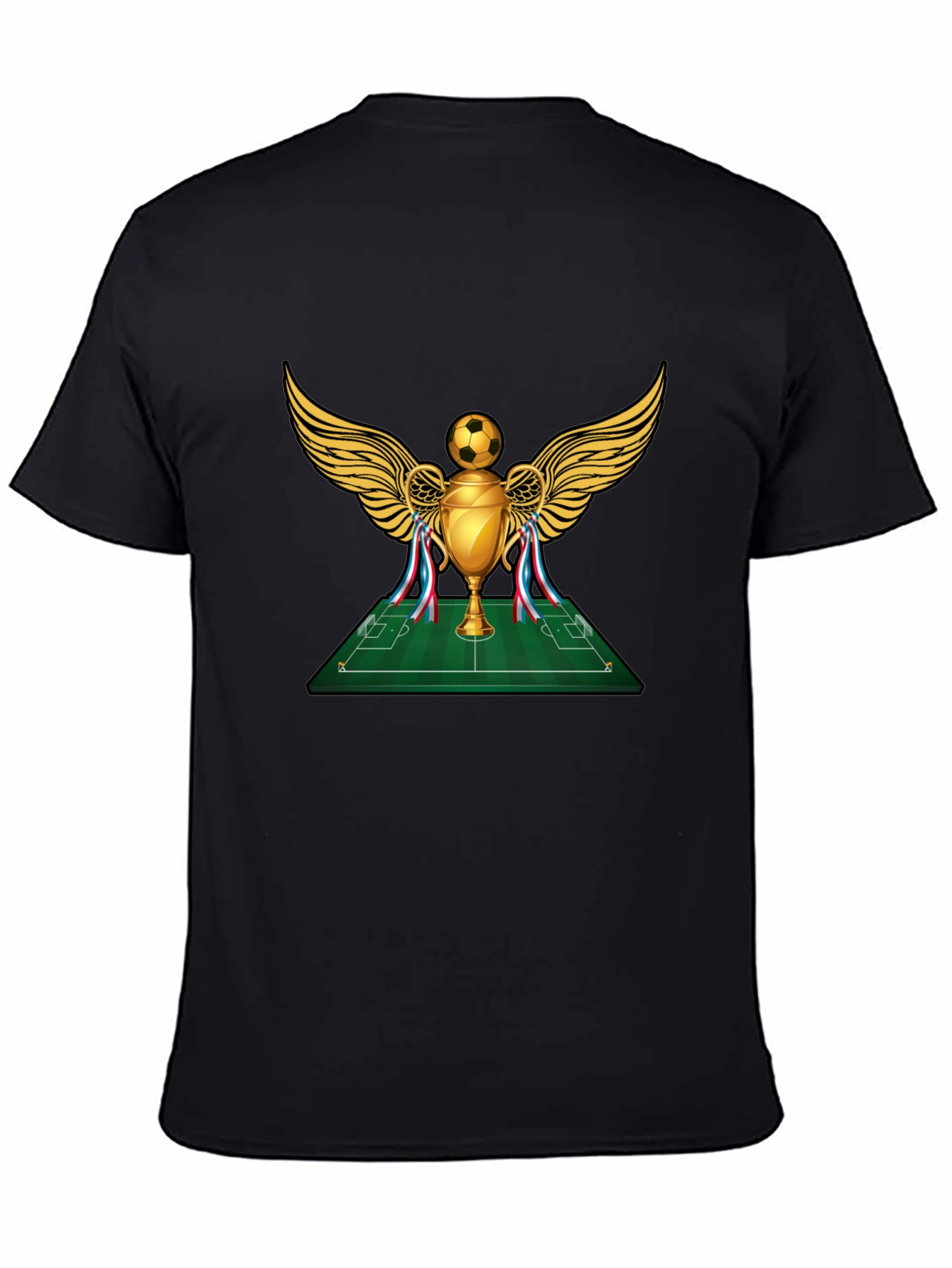 Soccer Trophy Graphic Tee - Black Cotton T-Shirt