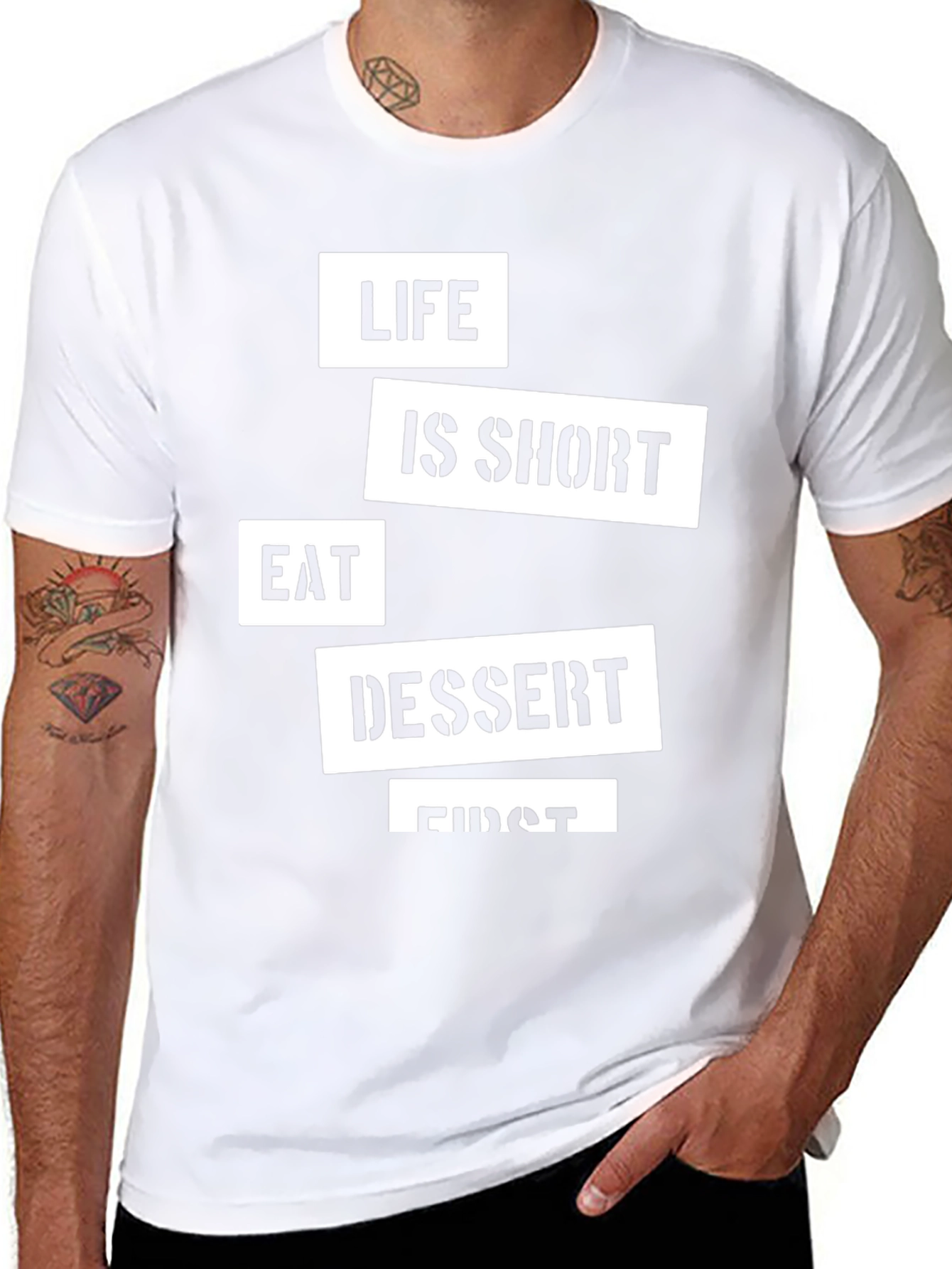 Life Is Short Eat Dessert First Black T-Shirt