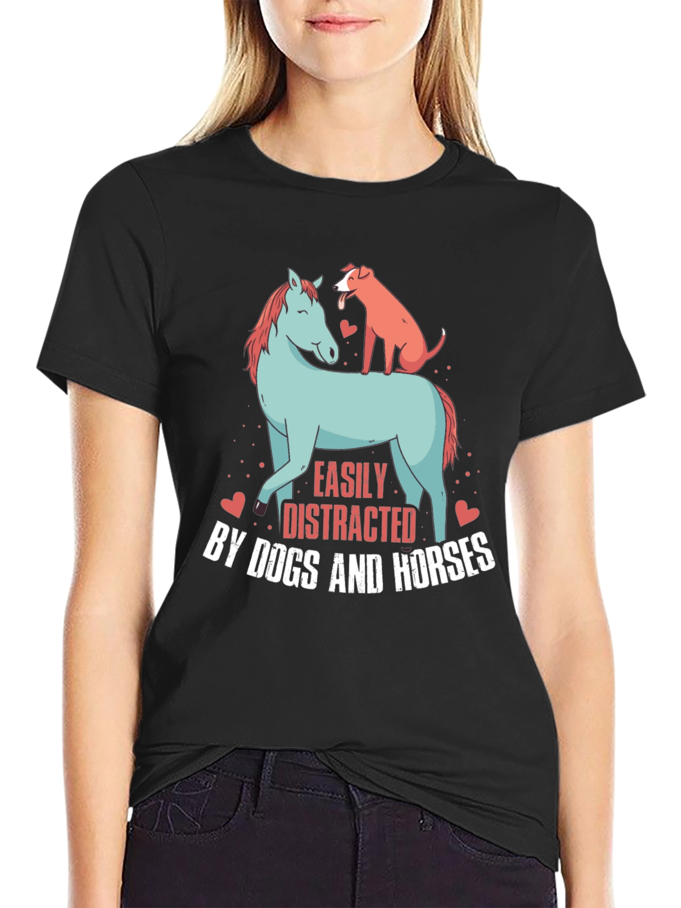 Easily Distracted By Dogs & Horses Graphic Tee