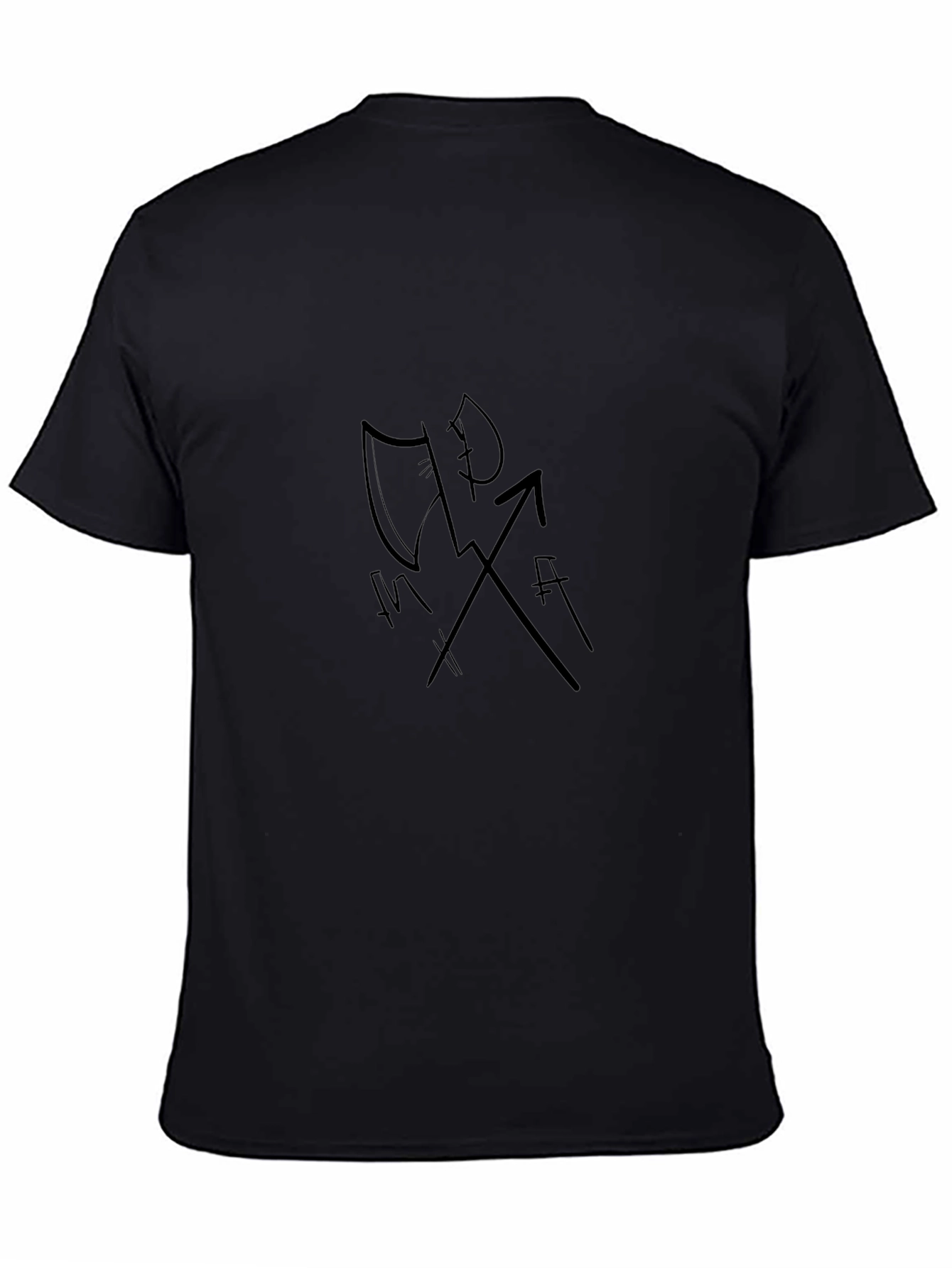 Mens Black Graphic Tee - Axe Arrow Design