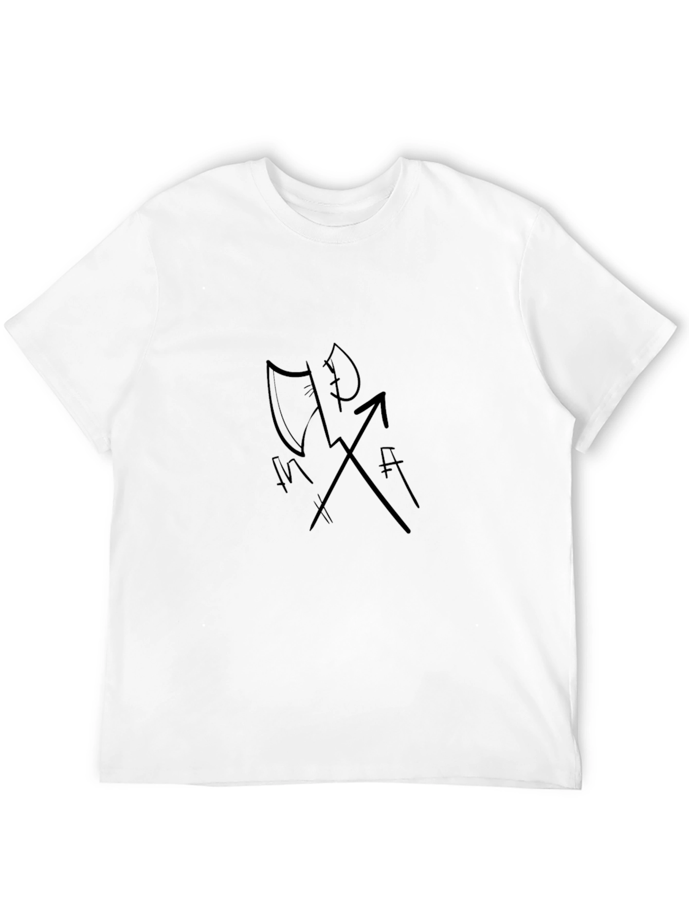 Mens Black Graphic Tee - Axe Arrow Design