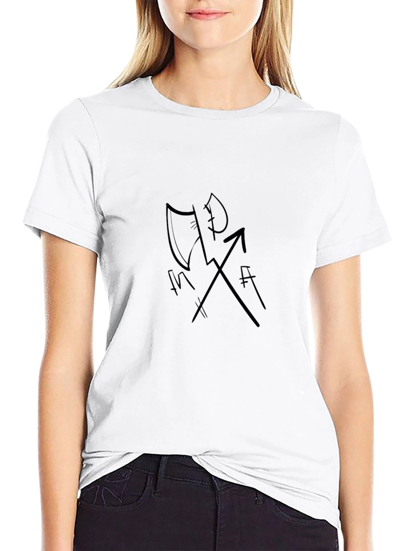 Mens Black Graphic Tee - Axe Arrow Design