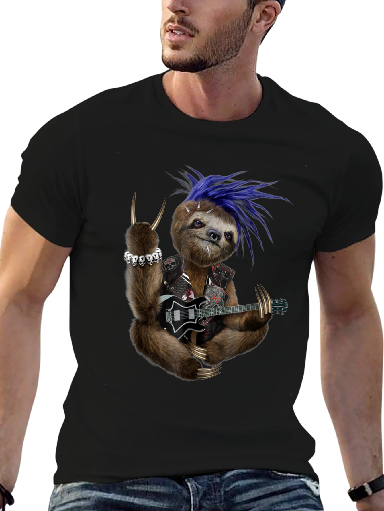 Rocking Sloth T-Shirt - Heavy Metal Animal Tee