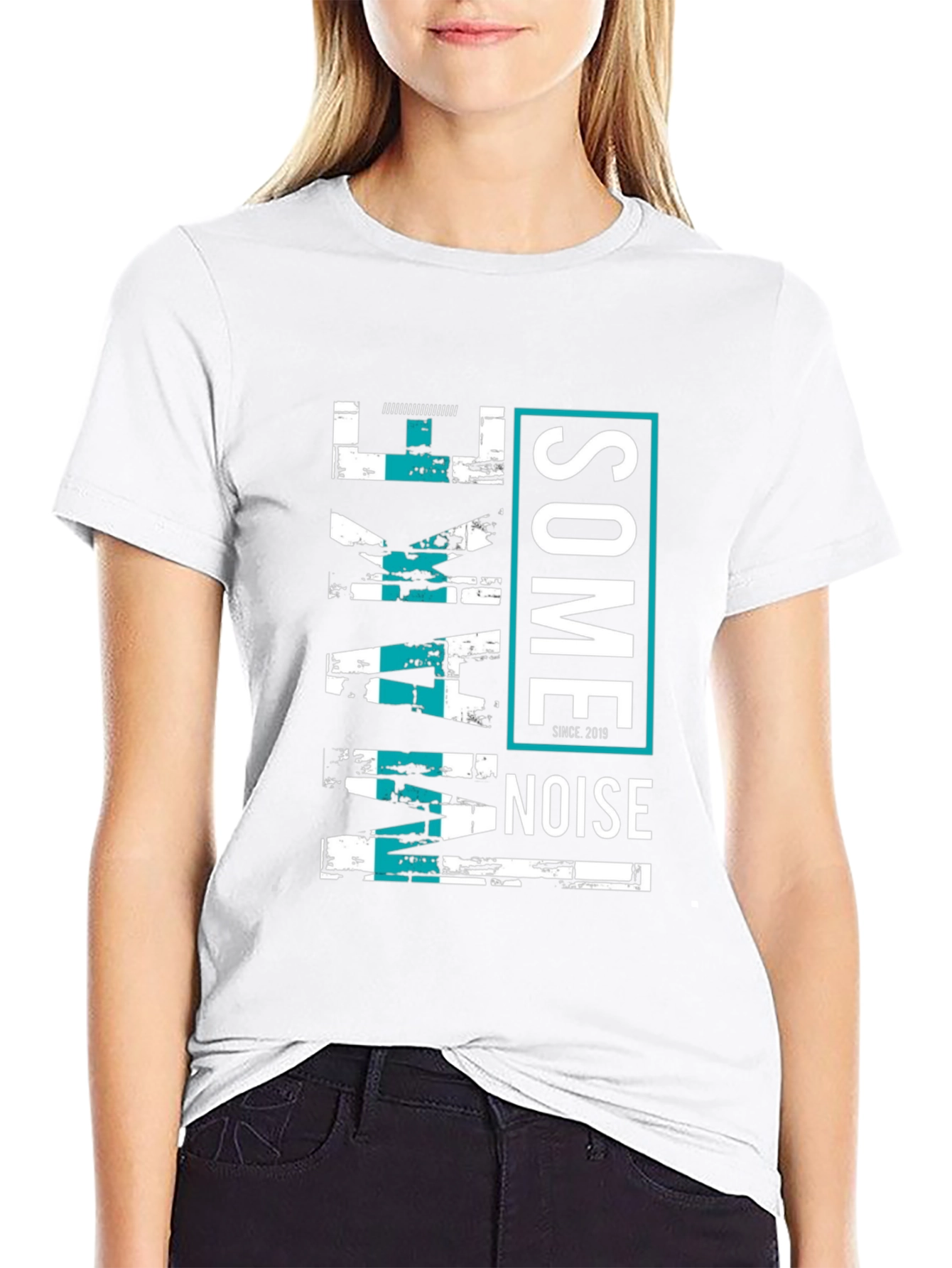 Make Some Noise Graphic Tee - Black Casual T-Shirt