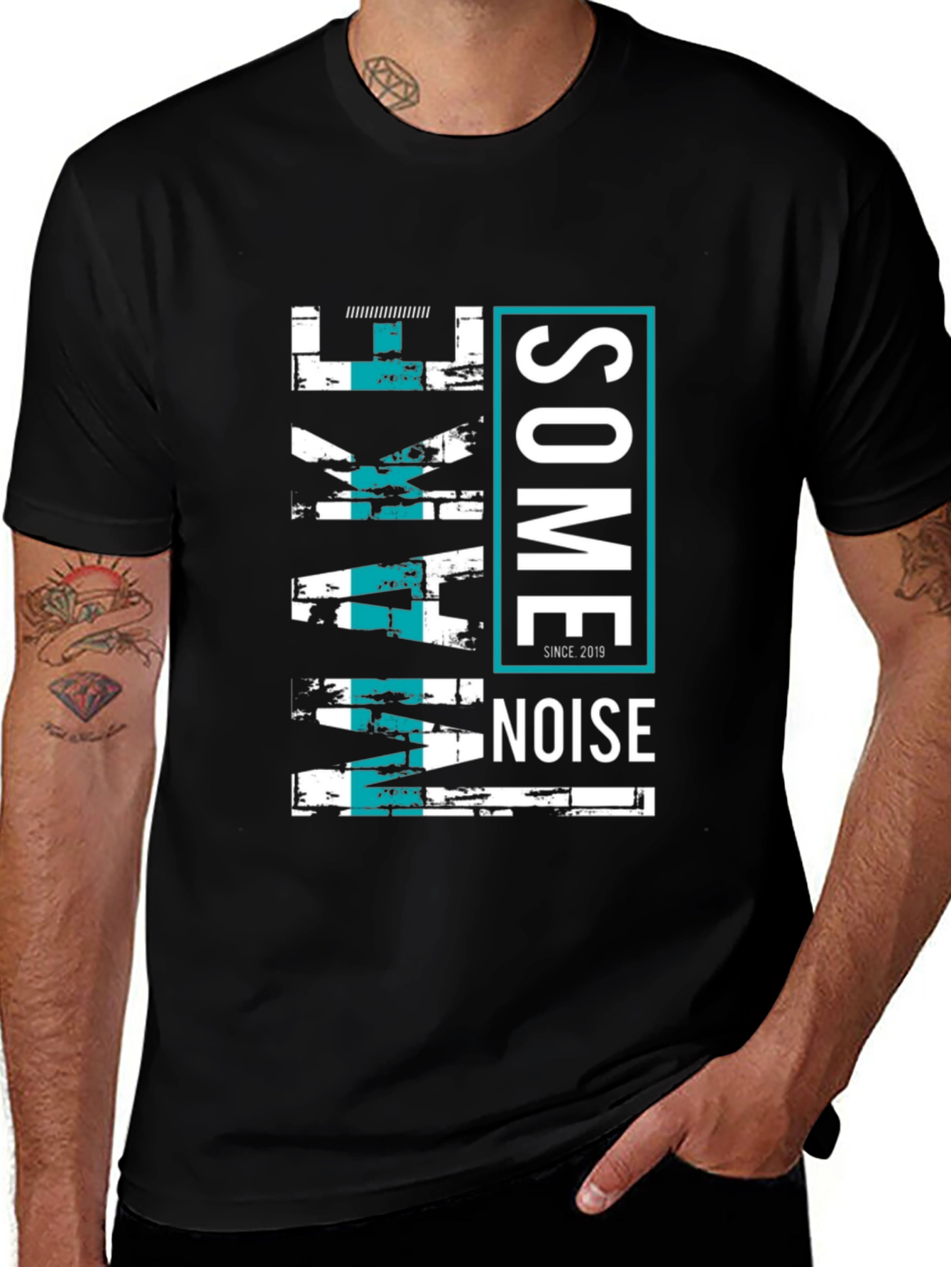 Make Some Noise Graphic Tee - Black Casual T-Shirt