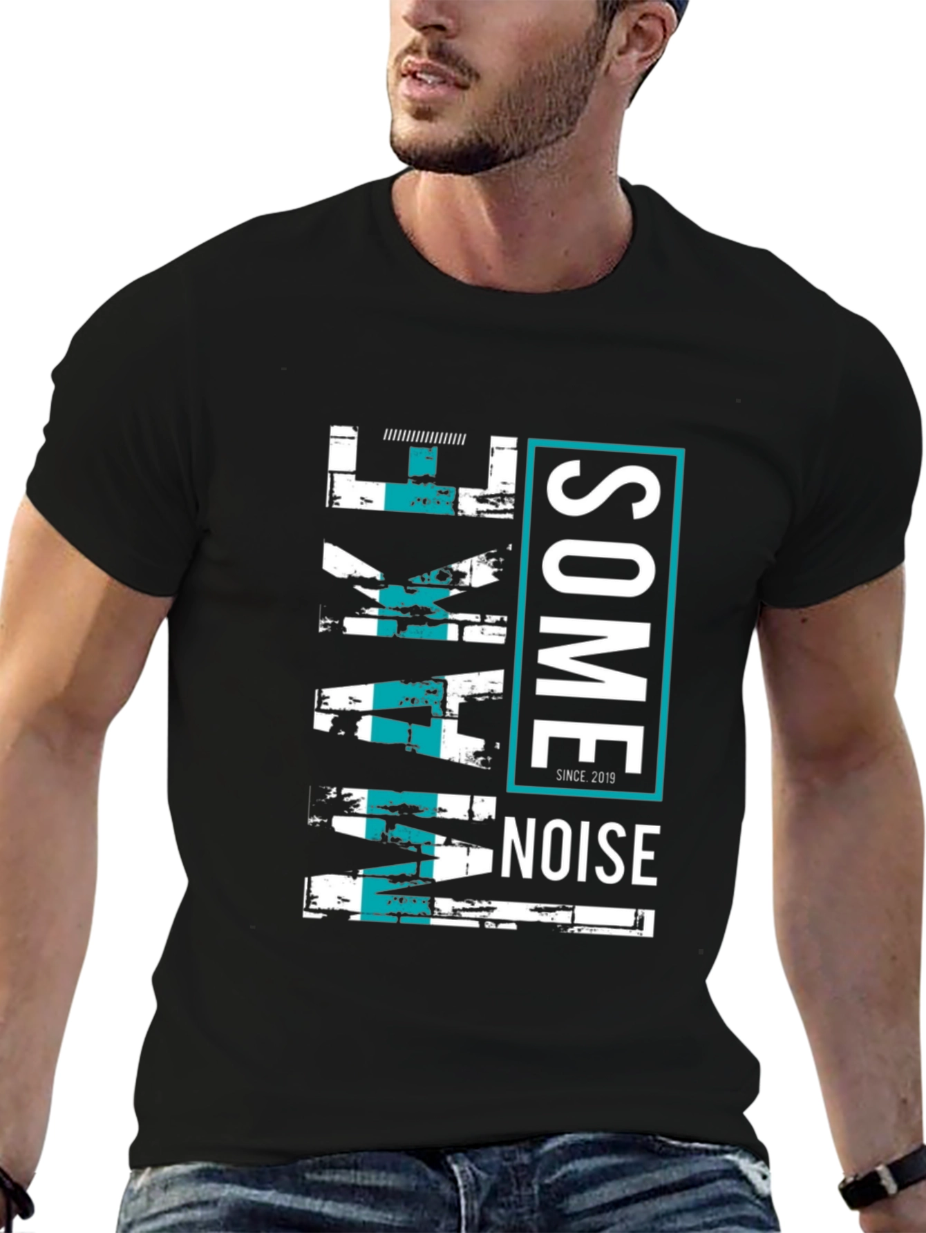 Make Some Noise Graphic Tee - Black Casual T-Shirt