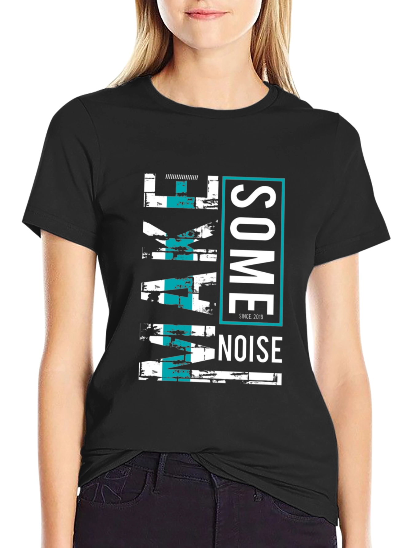Make Some Noise Graphic Tee - Black Casual T-Shirt
