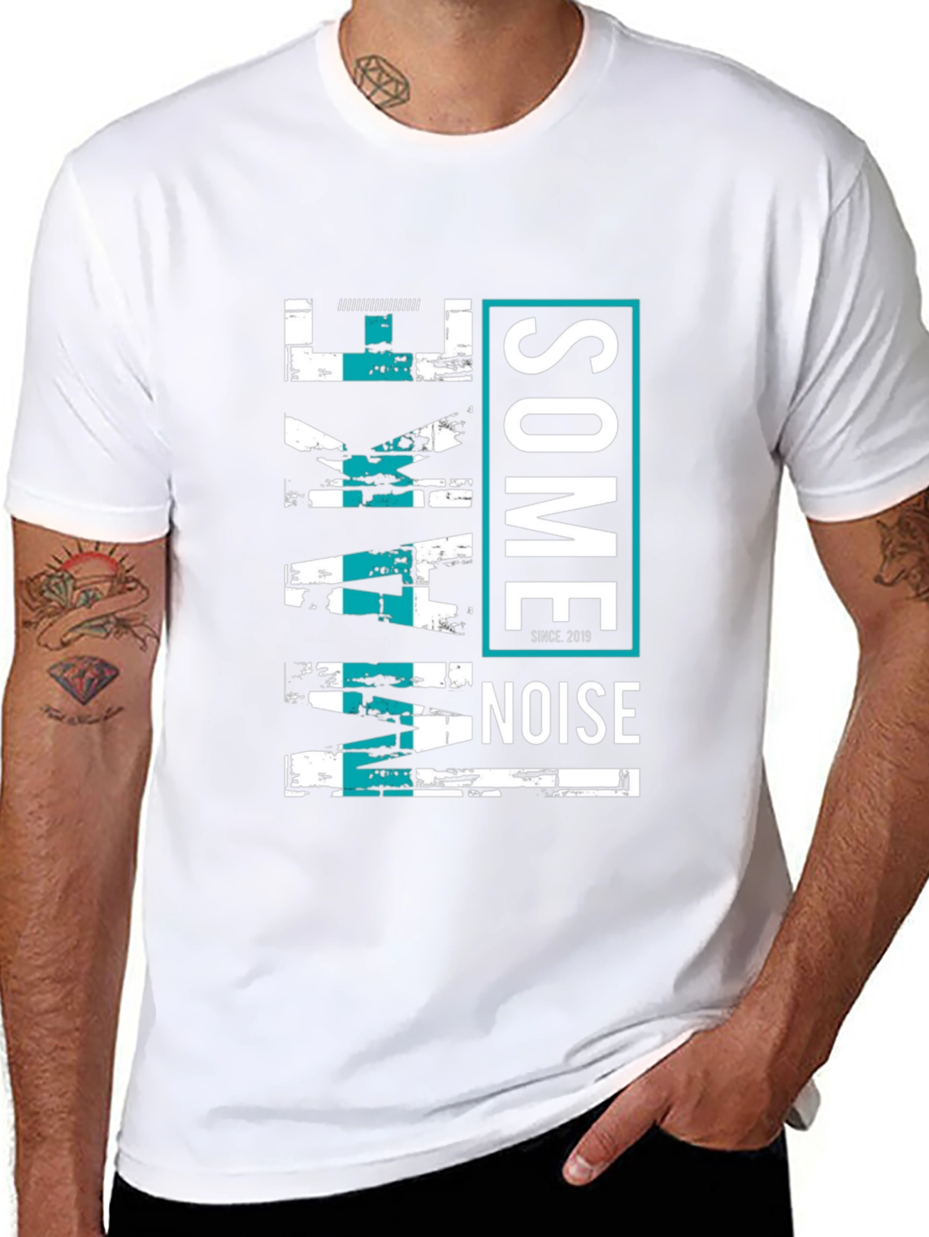 Make Some Noise Graphic Tee - Black Casual T-Shirt