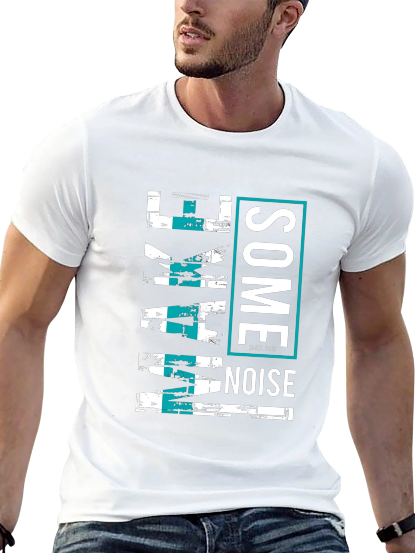 Make Some Noise Graphic Tee - Black Casual T-Shirt