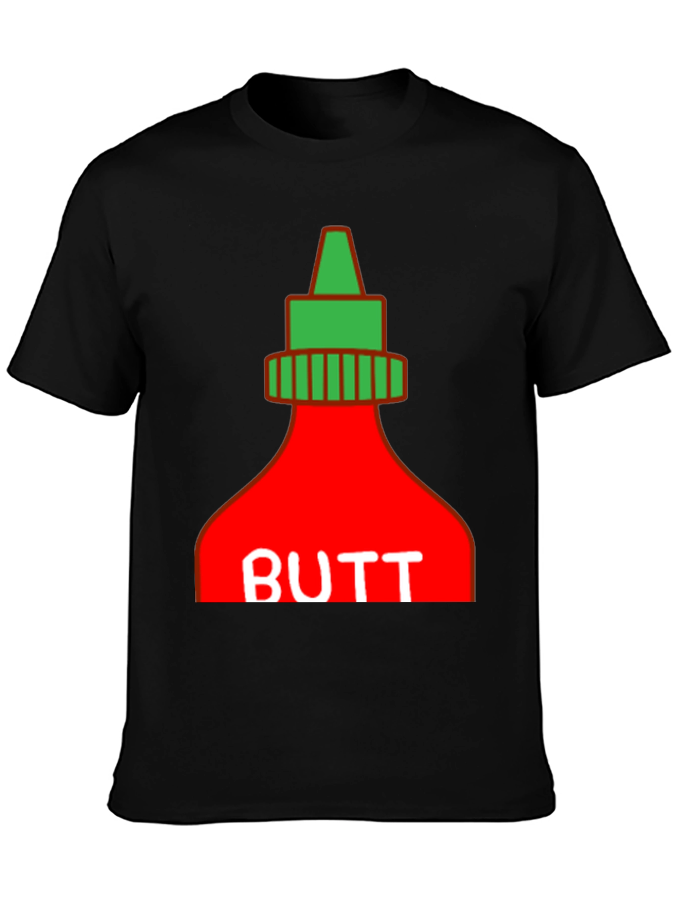 Humorous BUTT Sriracha Graphic T-Shirt - Black