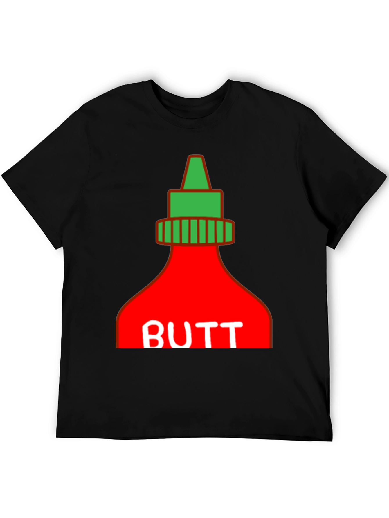 Humorous BUTT Sriracha Graphic T-Shirt - Black