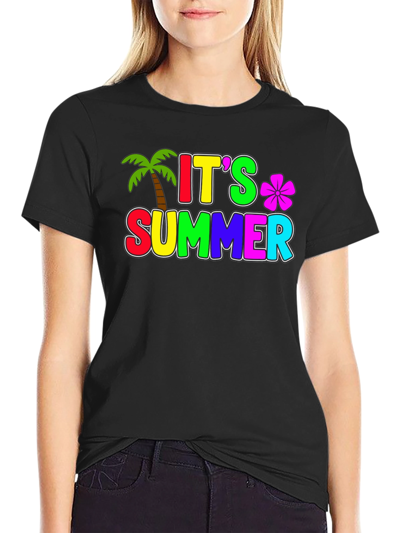 Its Summer Black T-Shirt
