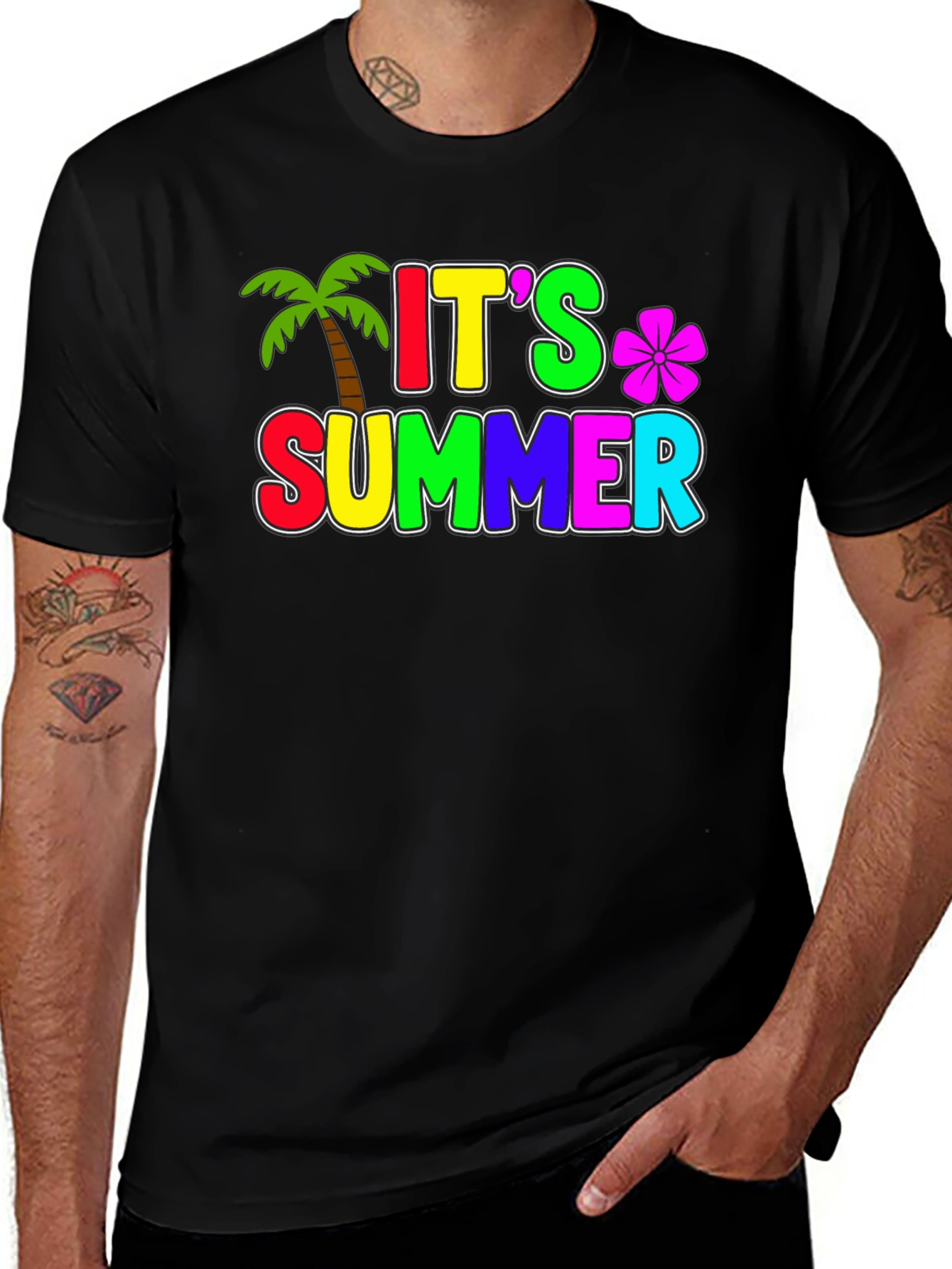 Its Summer Black T-Shirt