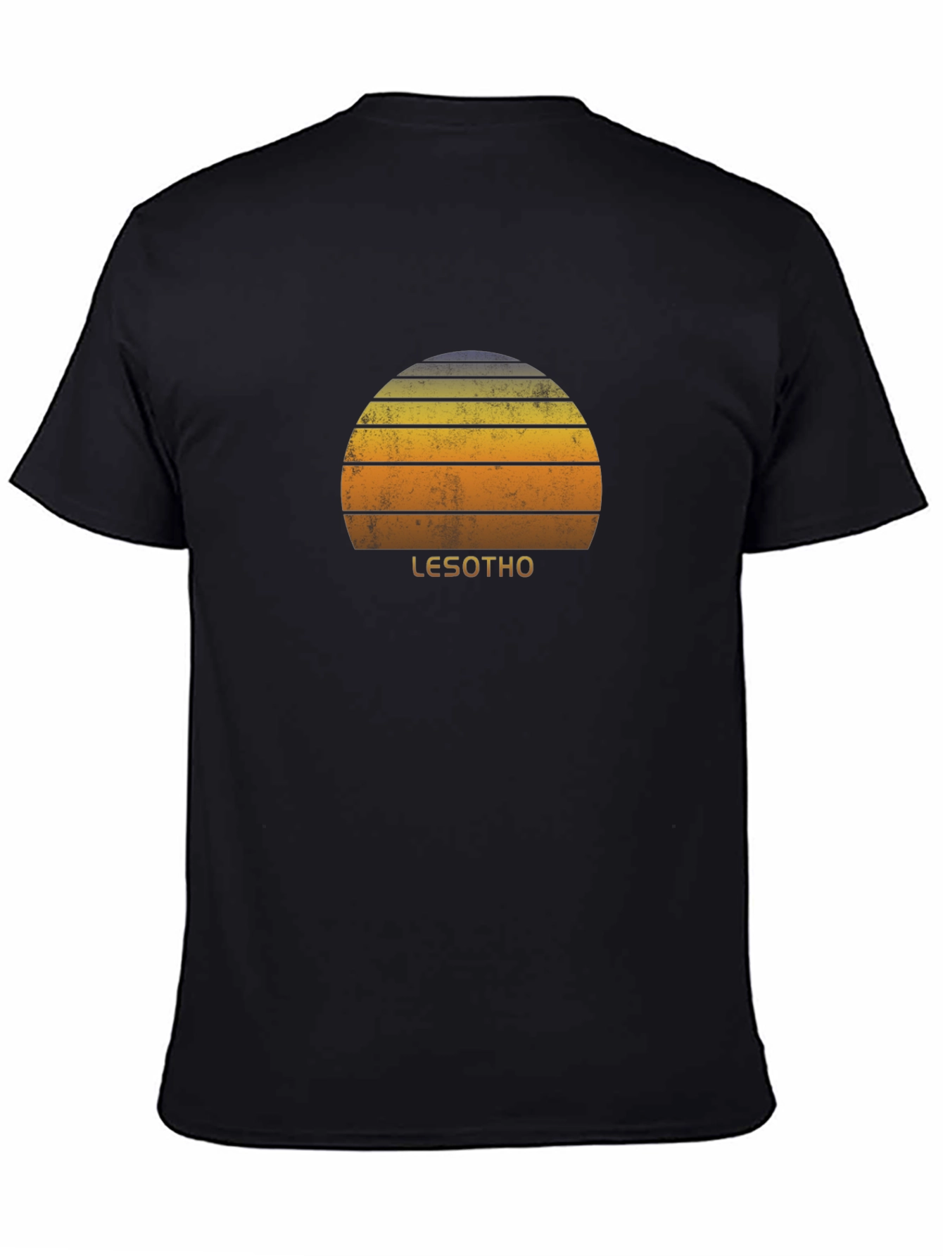 Retro Lesotho Sunset Graphic Tee - Unisex Black T-Shirt