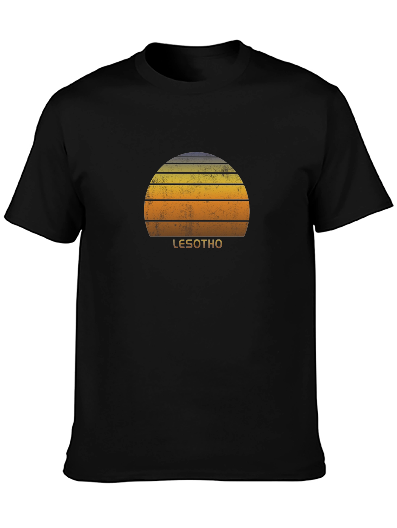 Retro Lesotho Sunset Graphic Tee - Unisex Black T-Shirt