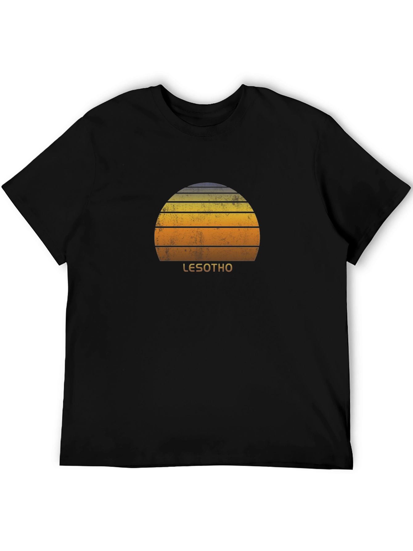 Retro Lesotho Sunset Graphic Tee - Unisex Black T-Shirt