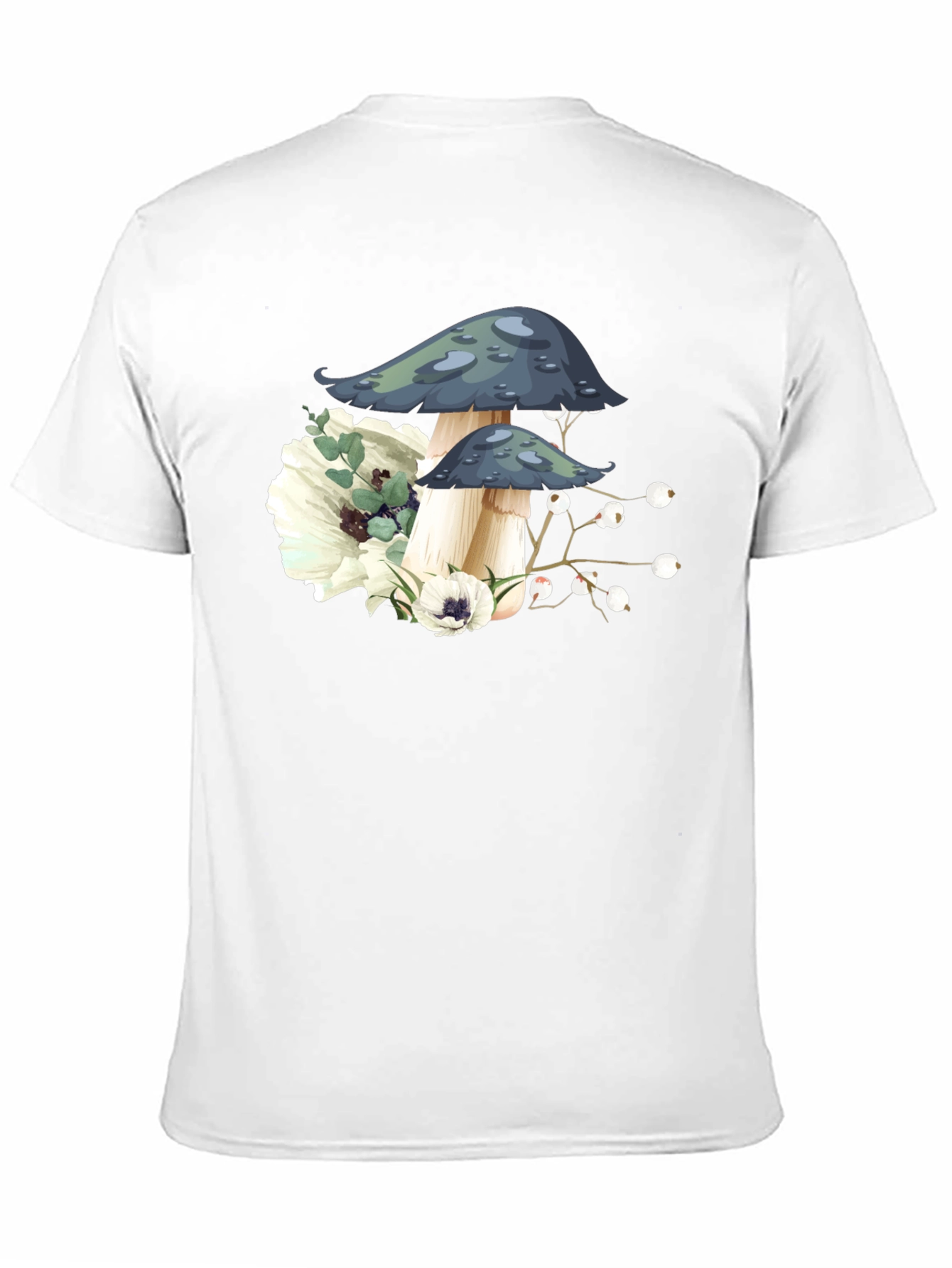 Mushroom Floral Graphic Tee - Black