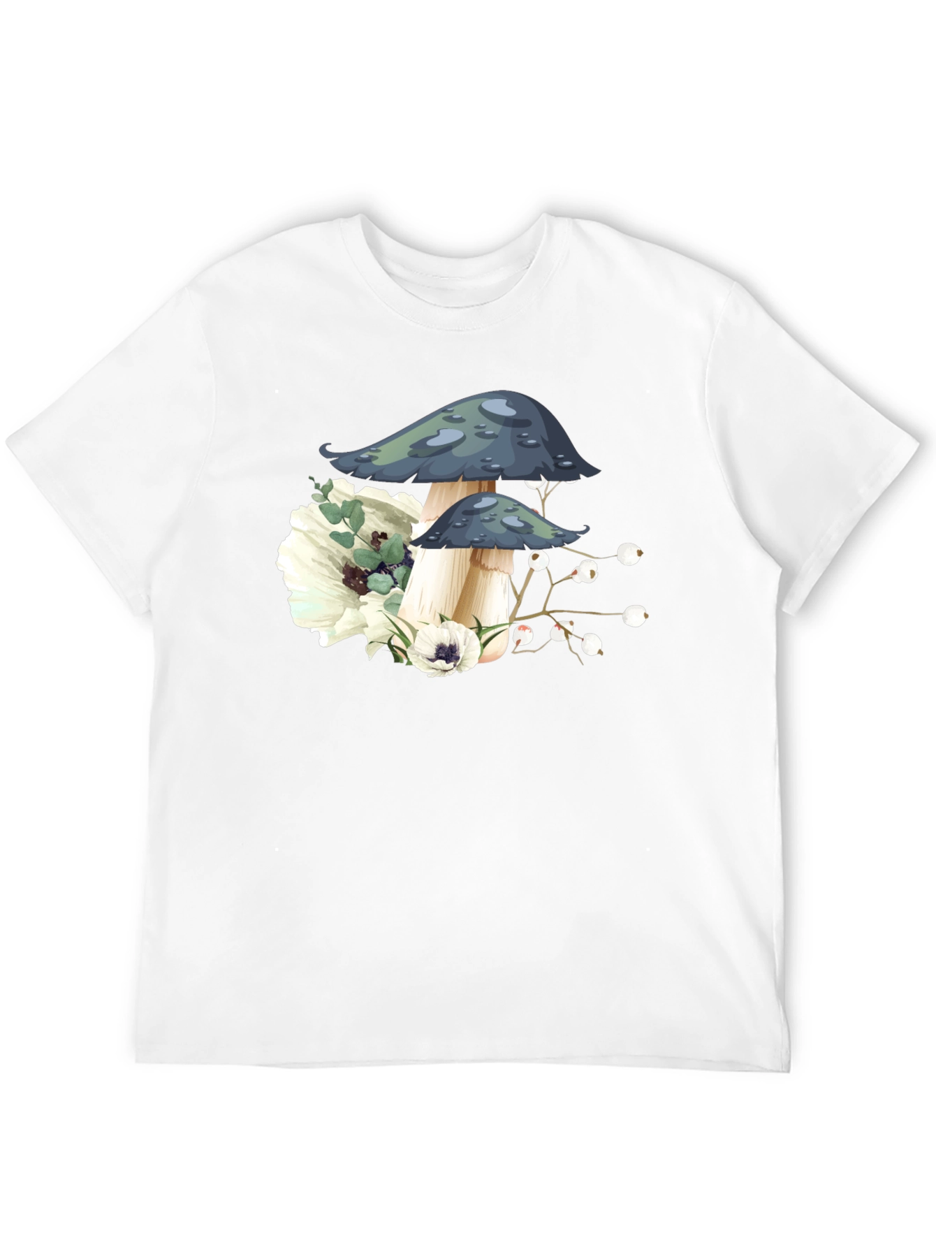 Mushroom Floral Graphic Tee - Black