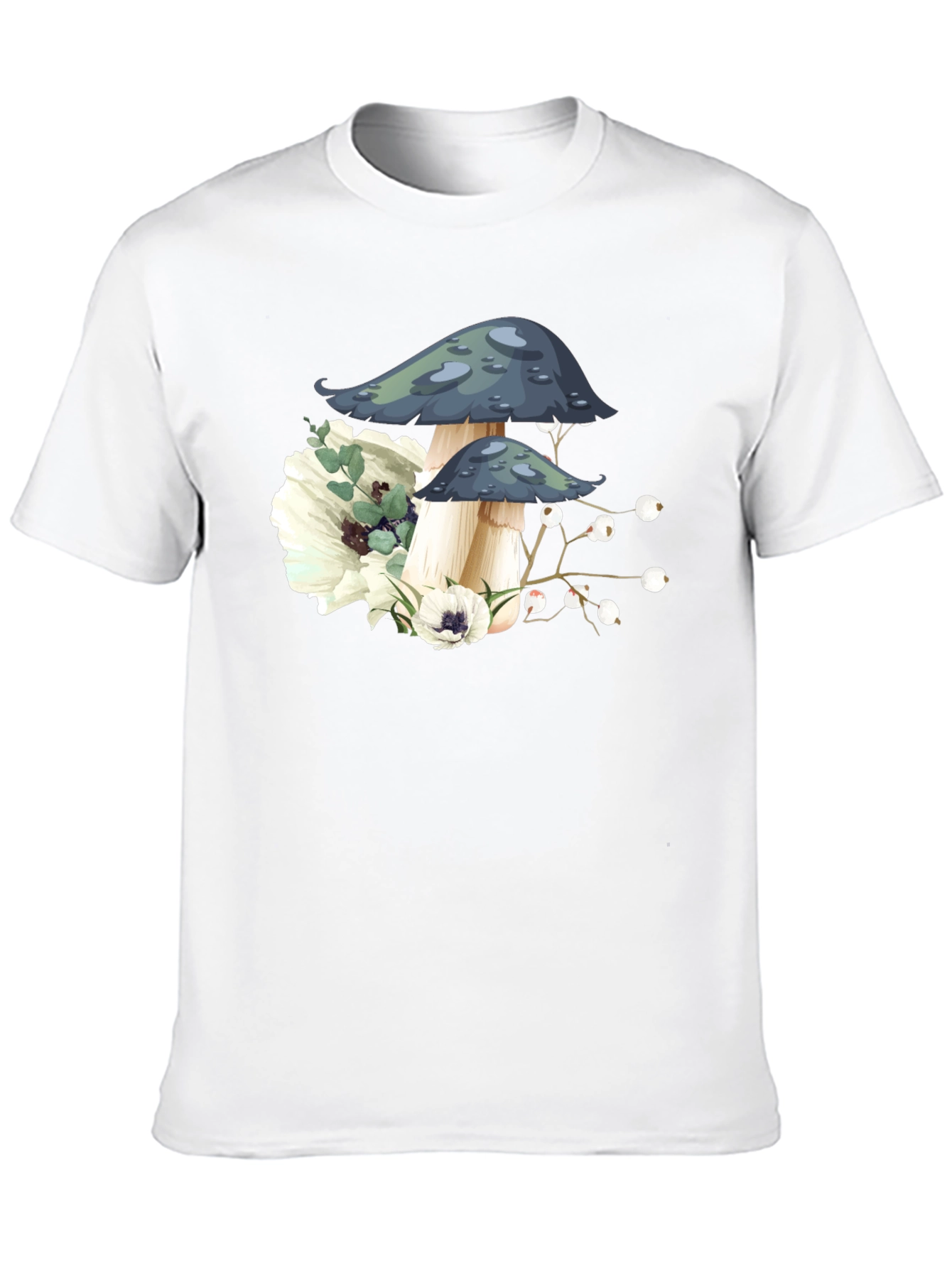 Mushroom Floral Graphic Tee - Black
