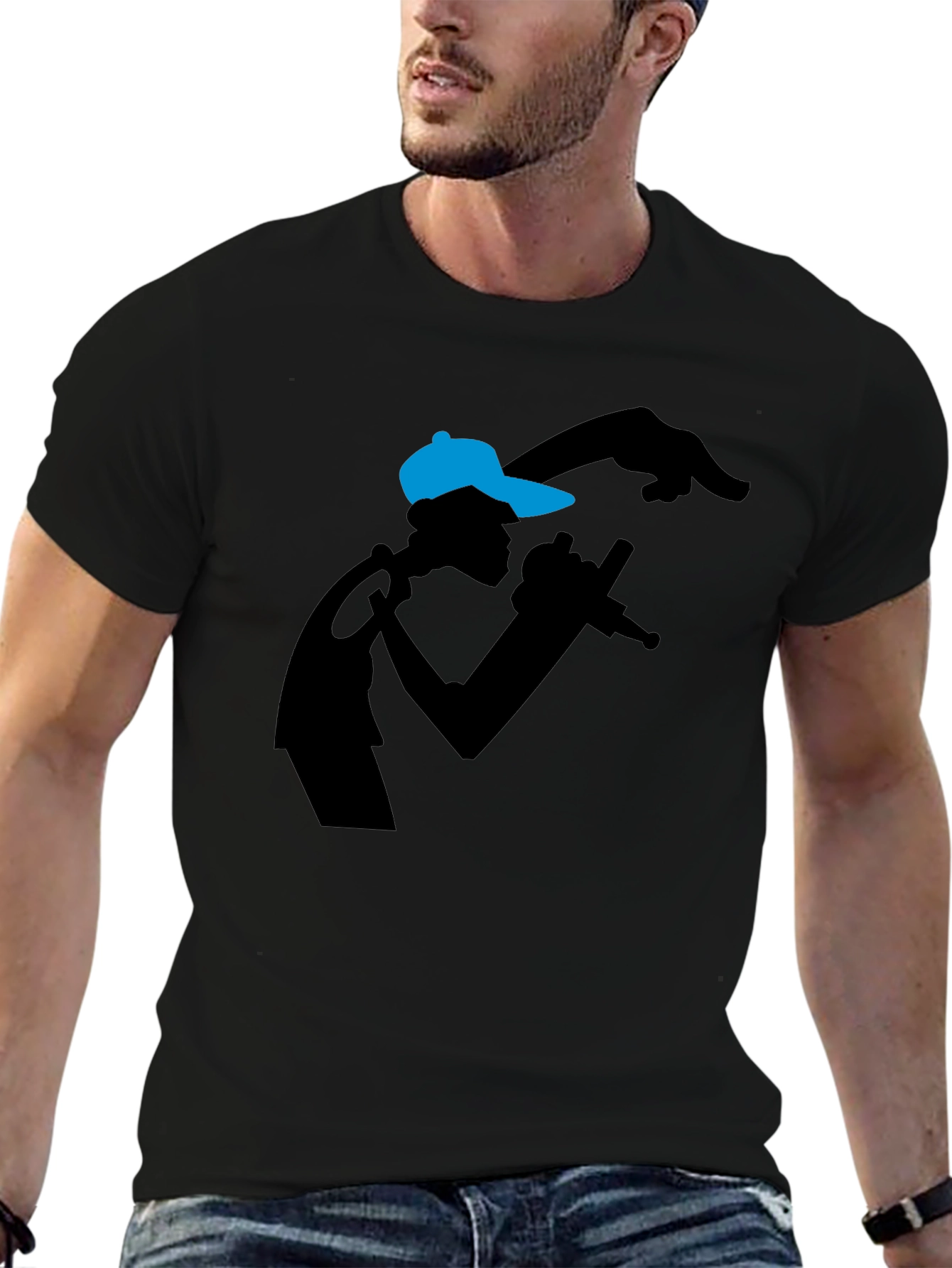 Rapper Silhouette Graphic Tee - Black T-Shirt