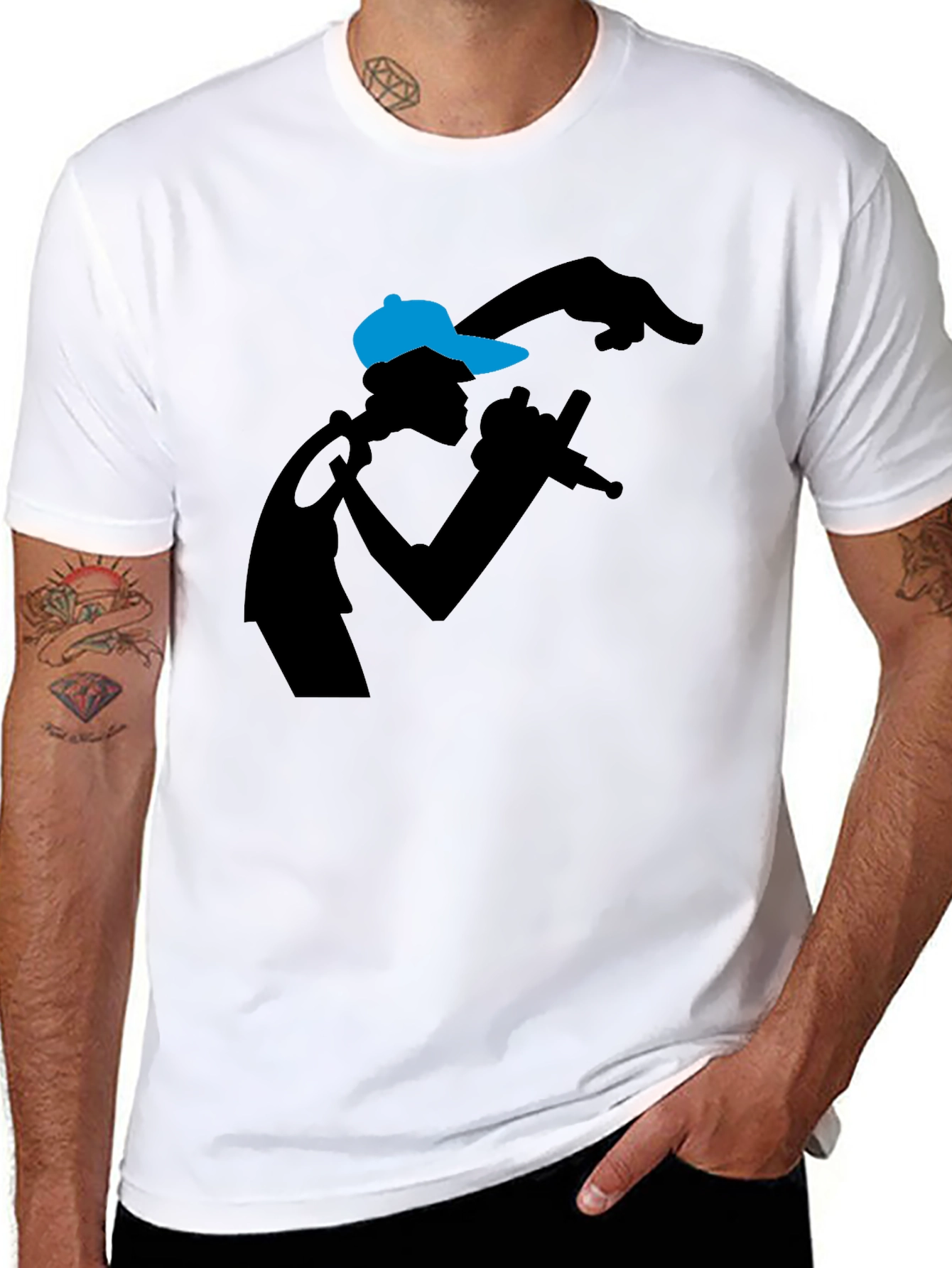 Rapper Silhouette Graphic Tee - Black T-Shirt