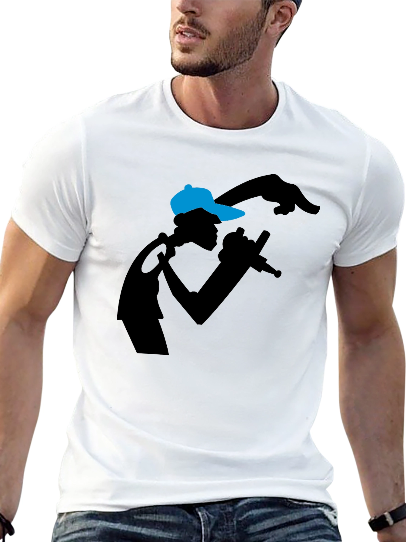 Rapper Silhouette Graphic Tee - Black T-Shirt